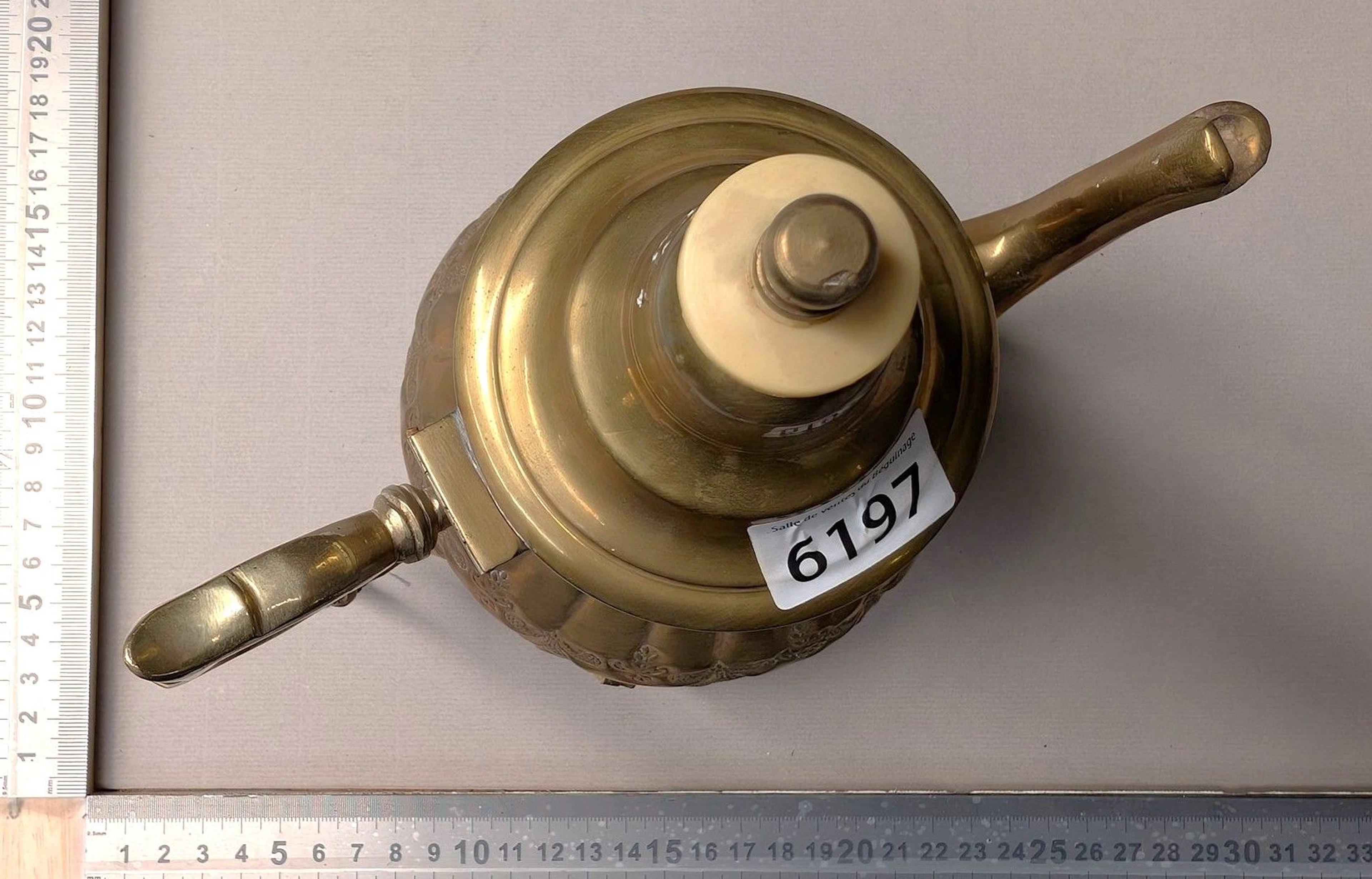 Beautiful antique brass pitcher—see photos for dimensions and condition