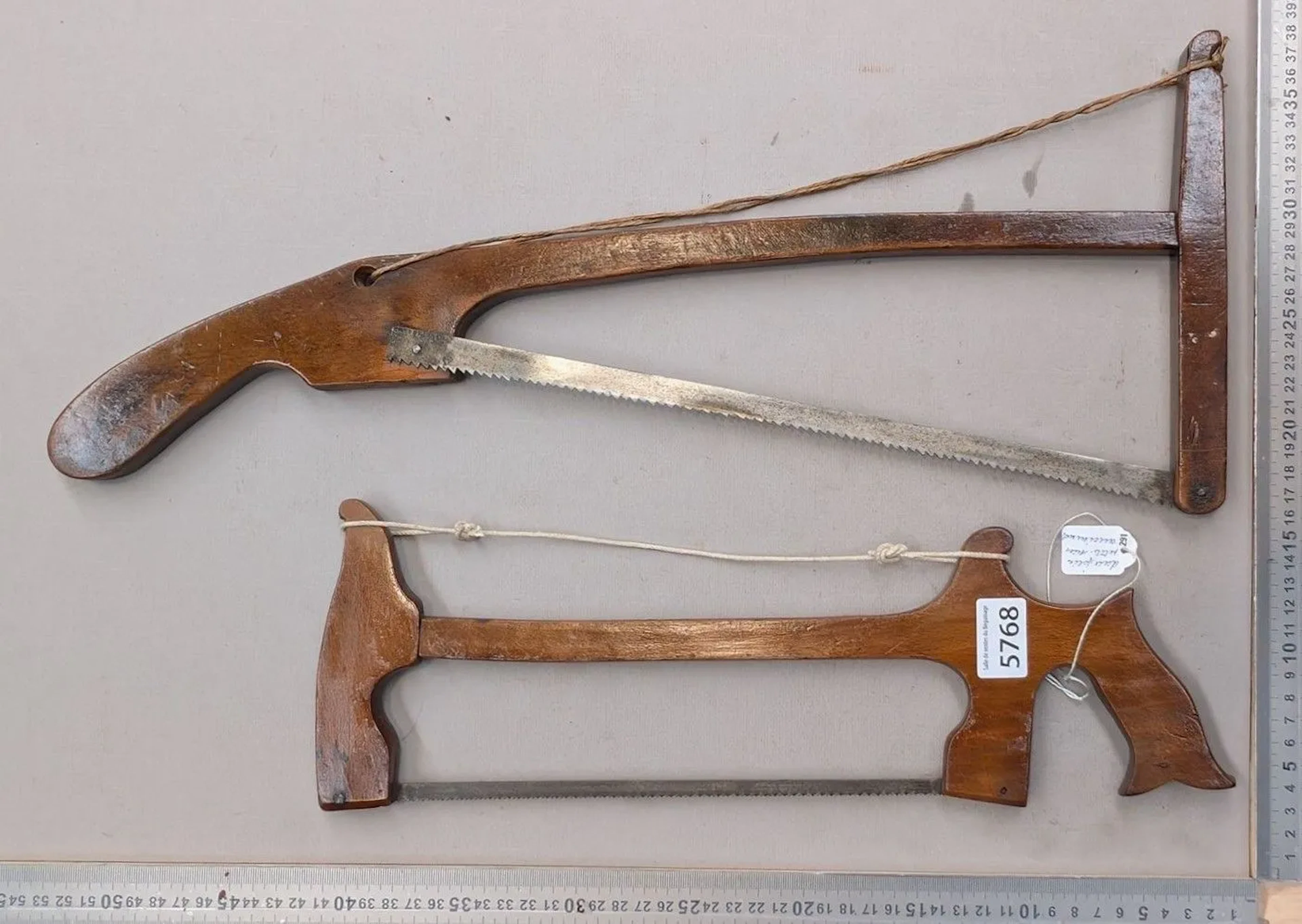 2 Nice little antique saws—see photos for dimensions and condition