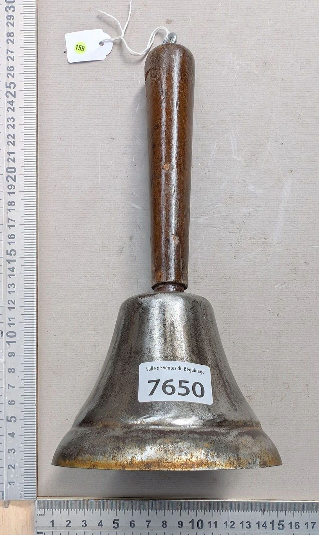 Very beautiful steel bell with a wooden handle—see photos for dimensions