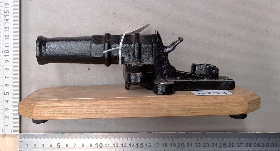 Antique cork-crusher on an oak base—see photos for dimensions and condition