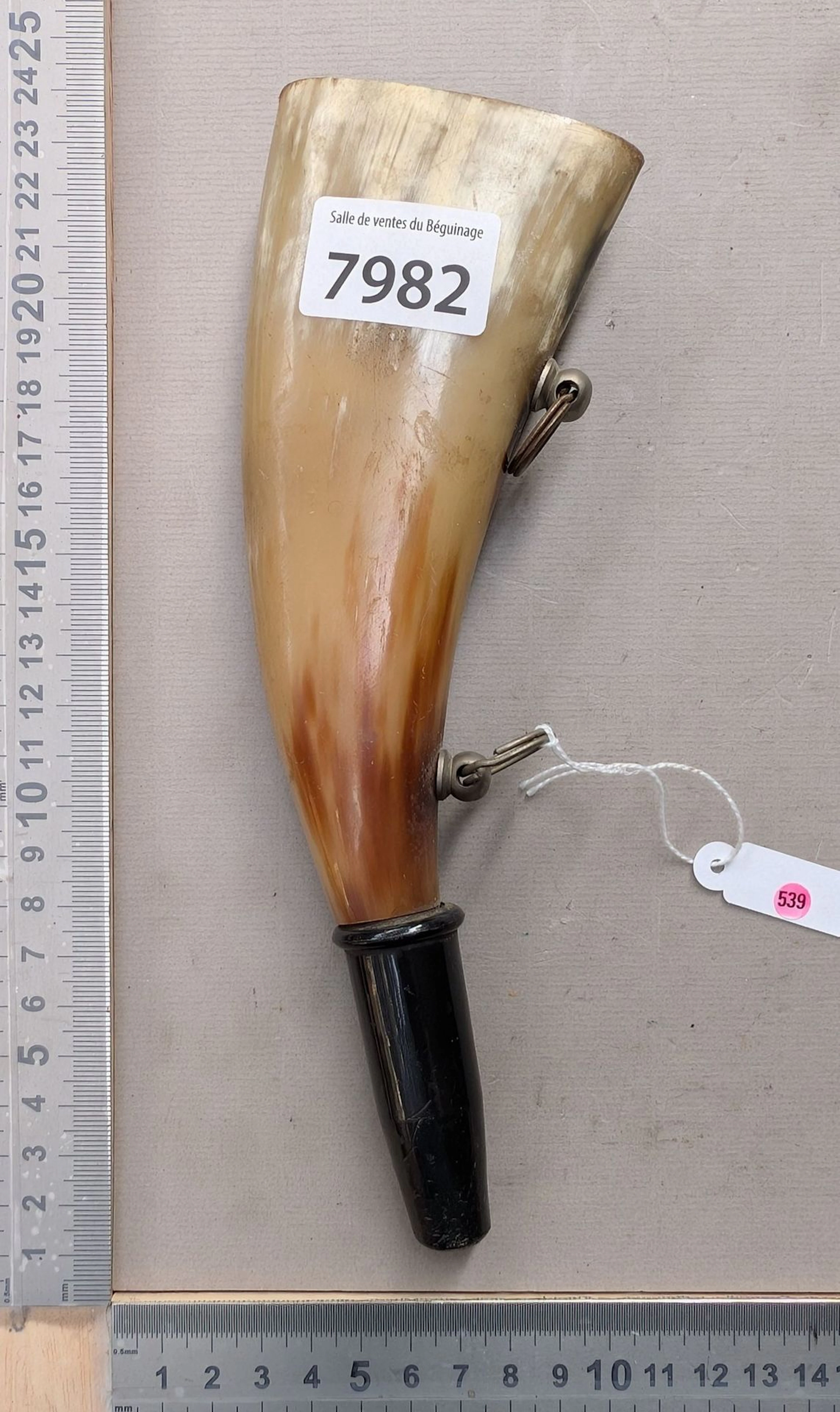Antique hunting horn—see photos for dimensions and condition