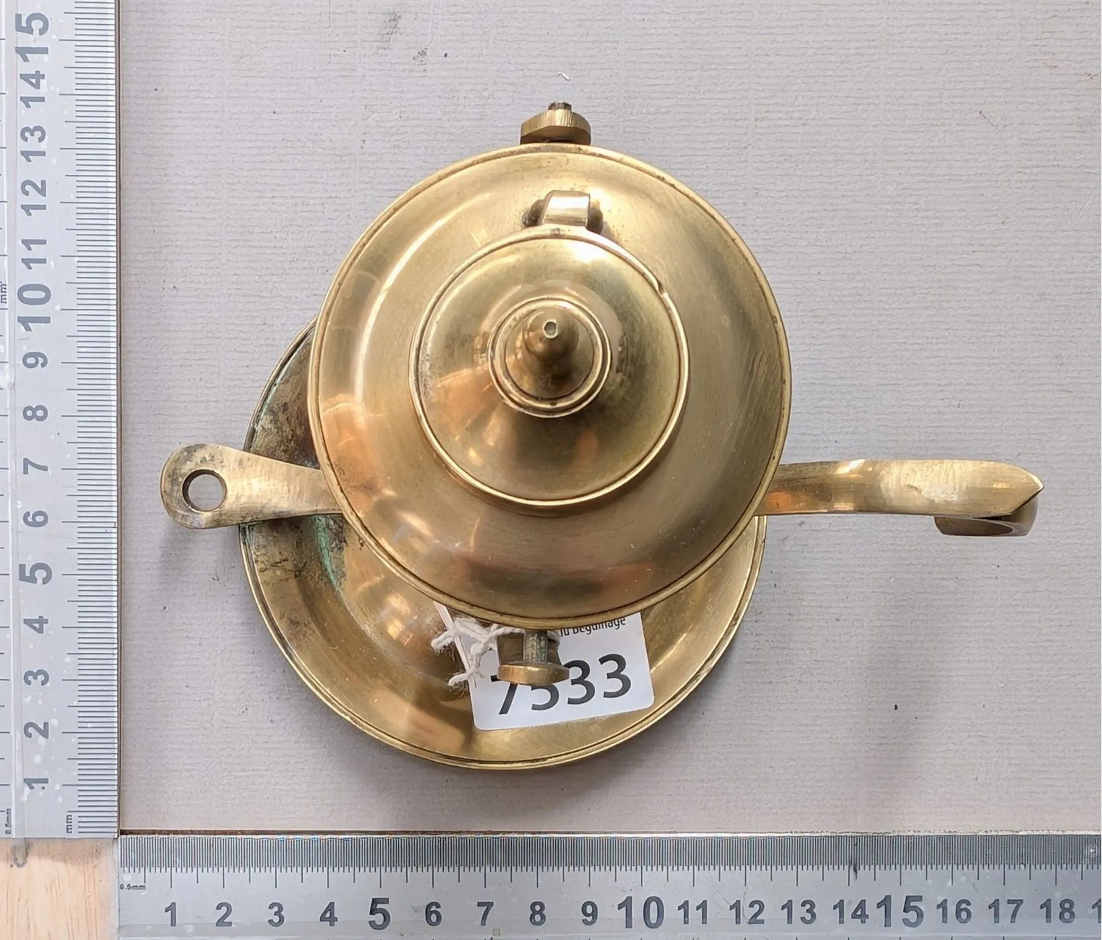 1 small antique oil lamp—see photos for dimensions and condition