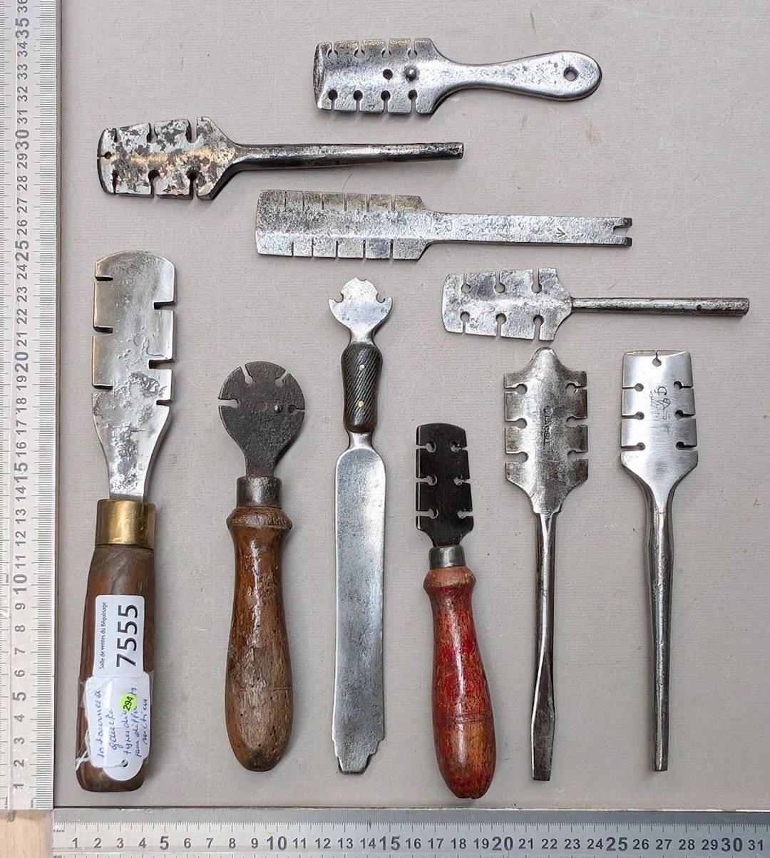 10 left-handed laths for various 18th-century trades—see photos for