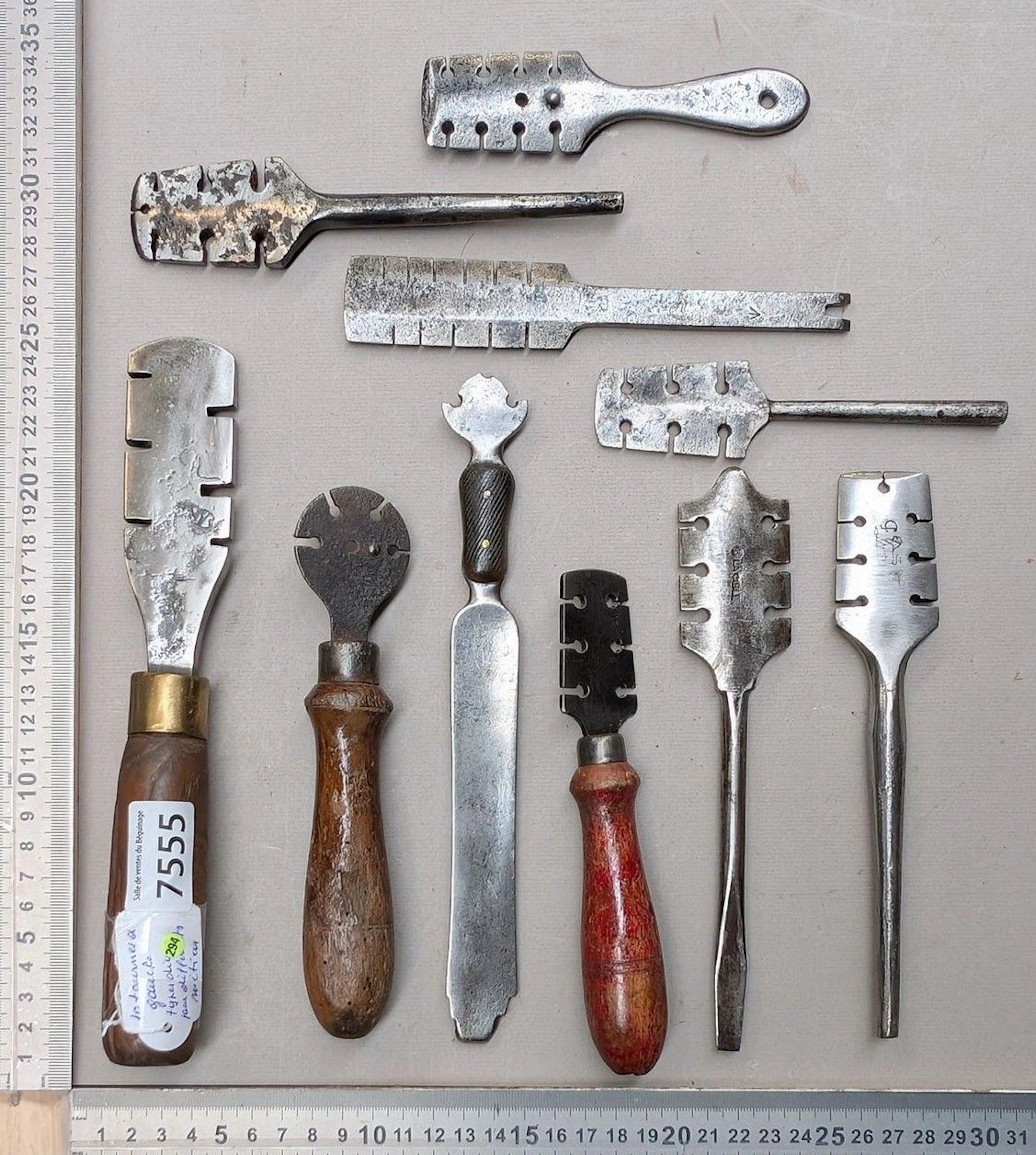 10 left-handed laths for various 18th-century trades—see photos for