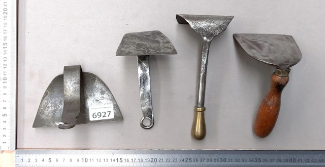 4 antique wrought-iron bakery scrapers—see photos for dimensions and condition