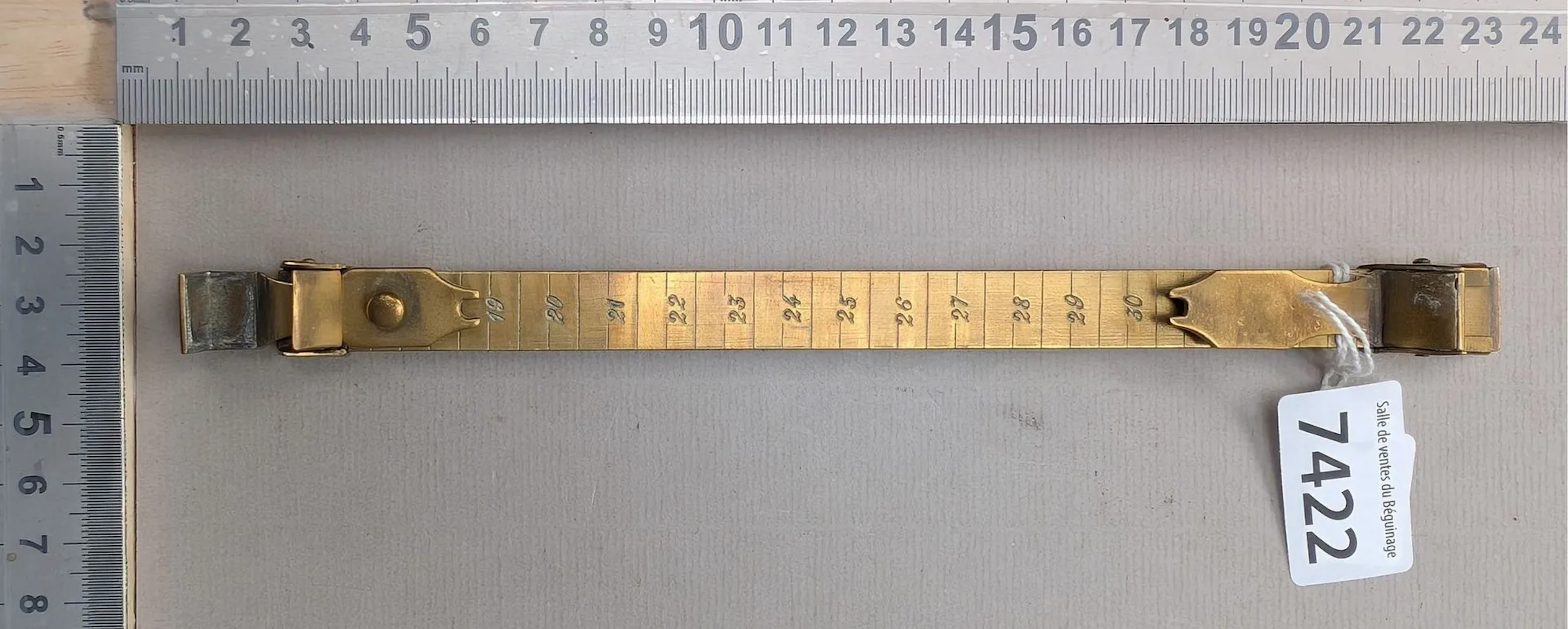 1 antique brass pedimeter, circa 1800—see photos for dimensions and condition