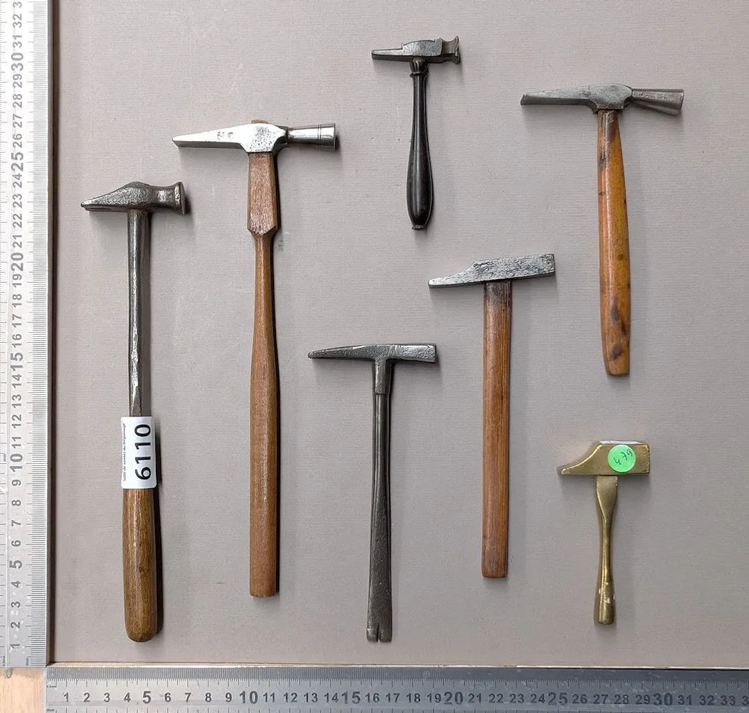 7 small hammers of different types—see photos for dimensions and condition