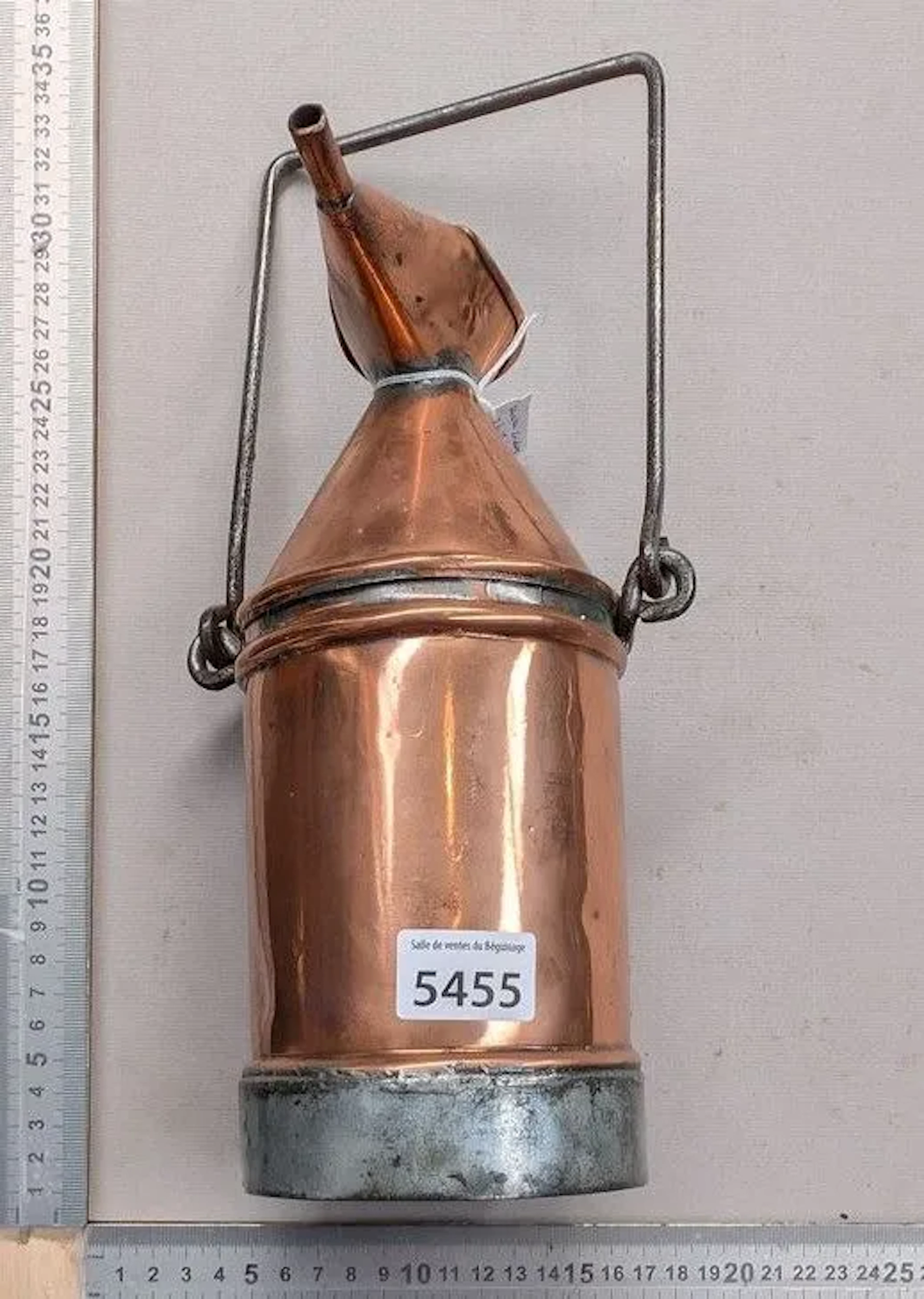 1 Copper oil can—see photos for dimensions and condition