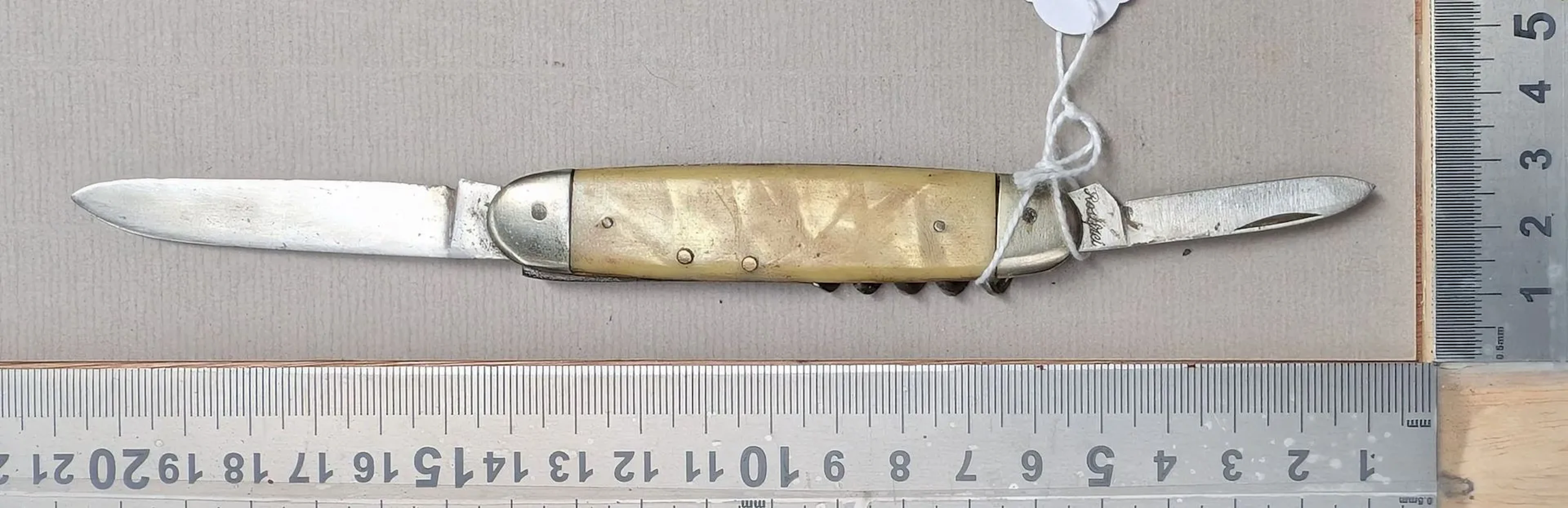 Antique pocket knife with 2 blades + 1 corkscrew, SOLINGEN - See photos