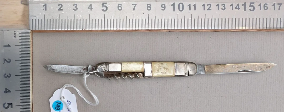 Antique pocket knife with 2 blades and 1 corkscrew SOLINGEN - See