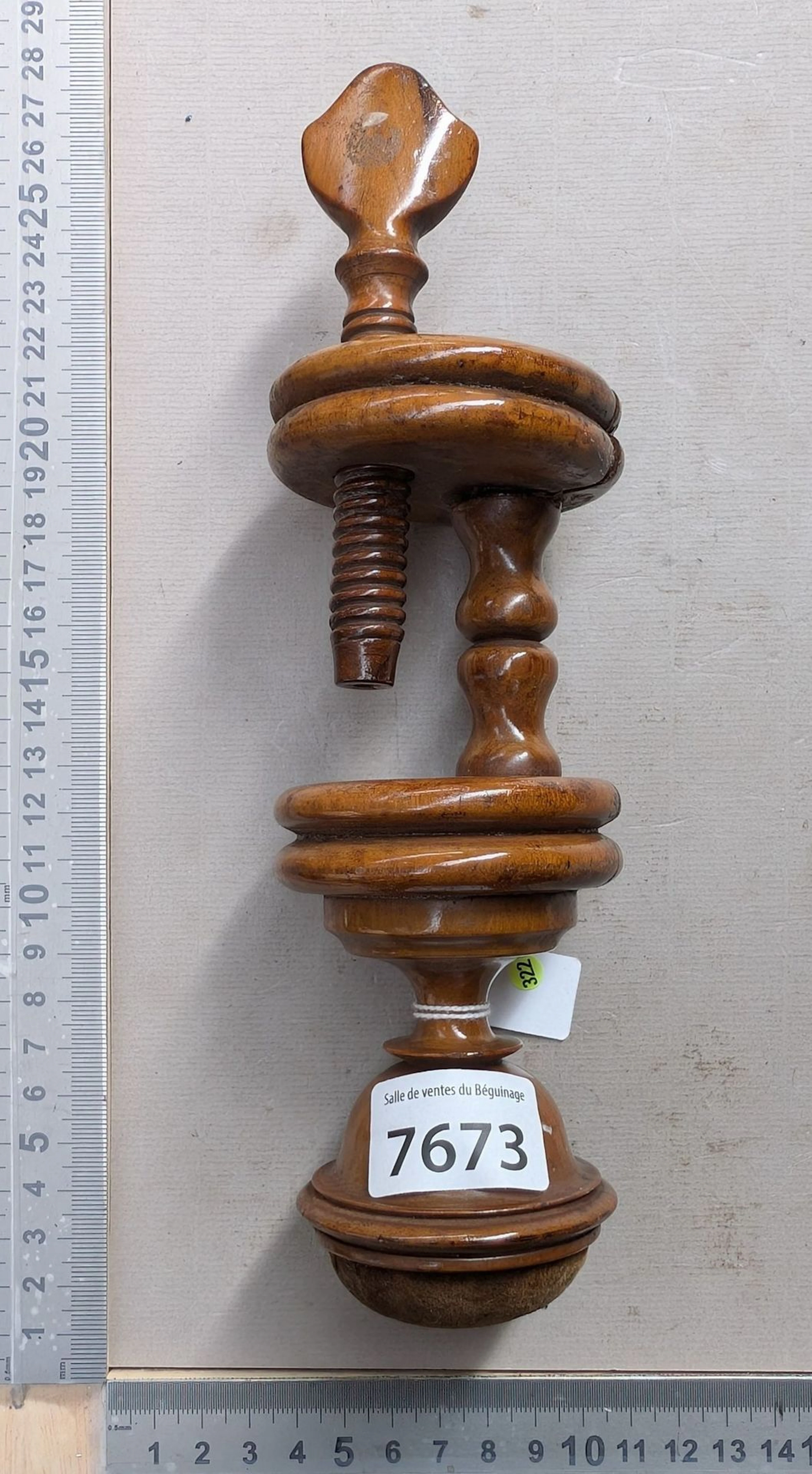 1 18th-century hand-carved wooden needle holder—see photos for dimensions