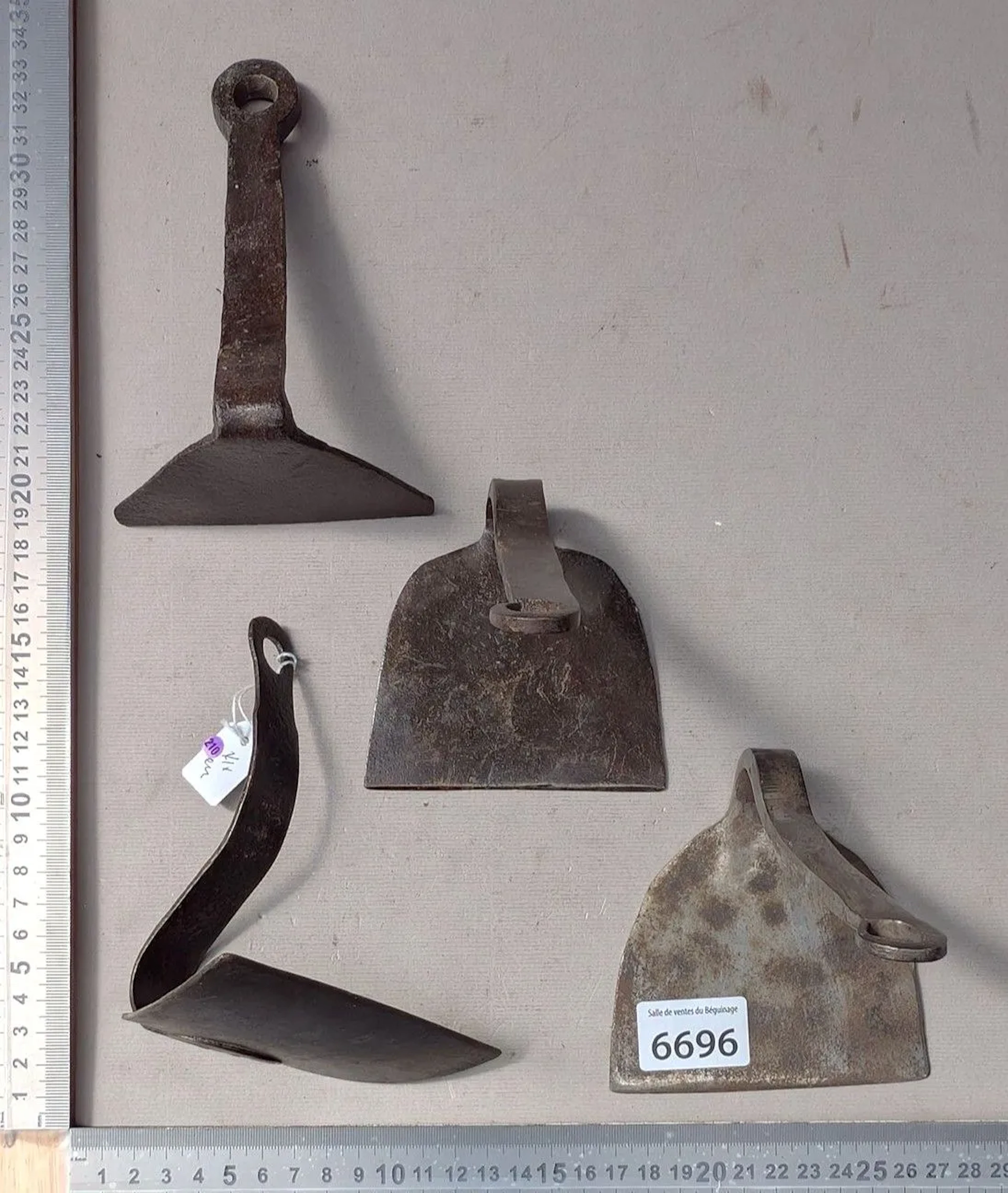 4 vintage bakery scrapers—see photos for dimensions and condition