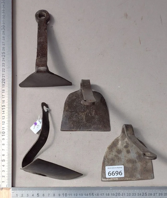 4 vintage bakery scrapers—see photos for dimensions and condition
