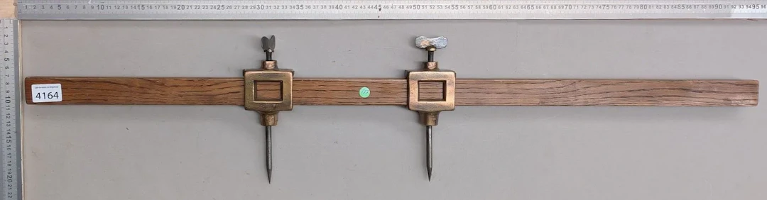 1 antique compass made of wood, steel, and brass—see photos for dimensions
