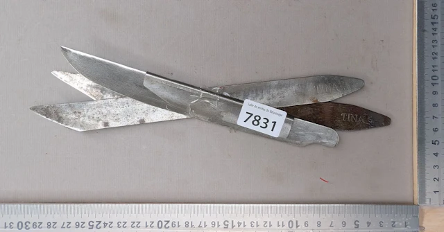 3 antique shoemaker's and saddler's knives—see photos for dimensions