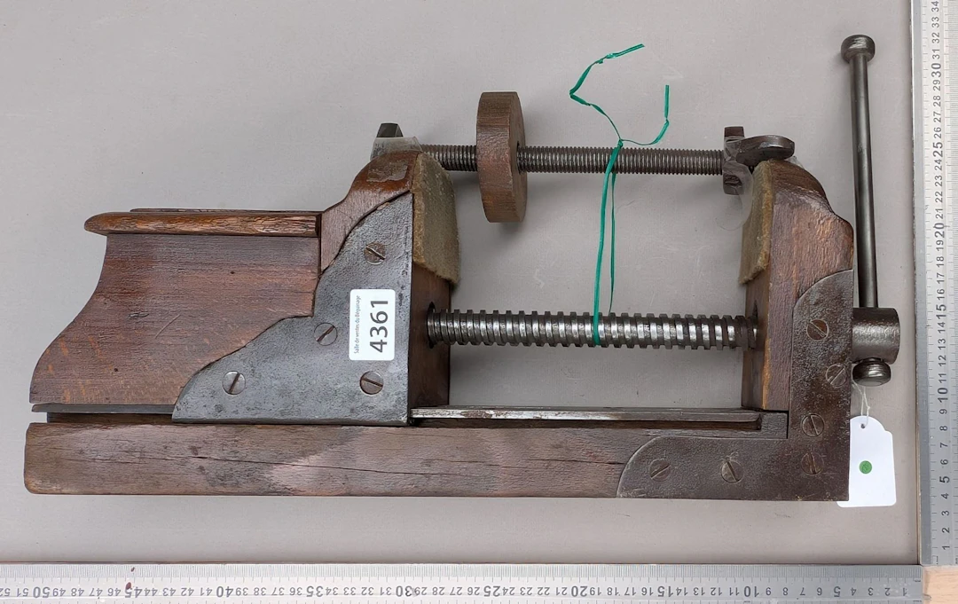 Antique wooden vise used by a woodcarver or cabinetmaker—see photos
