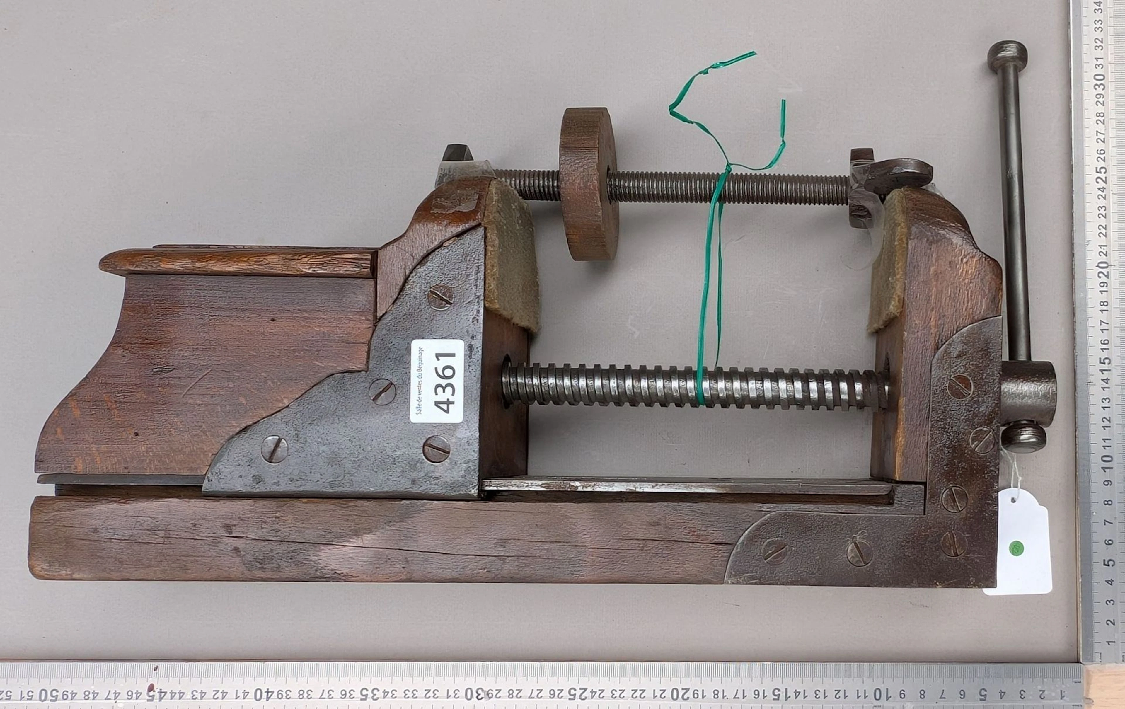 Antique wooden vise used by a woodcarver or cabinetmaker—see photos