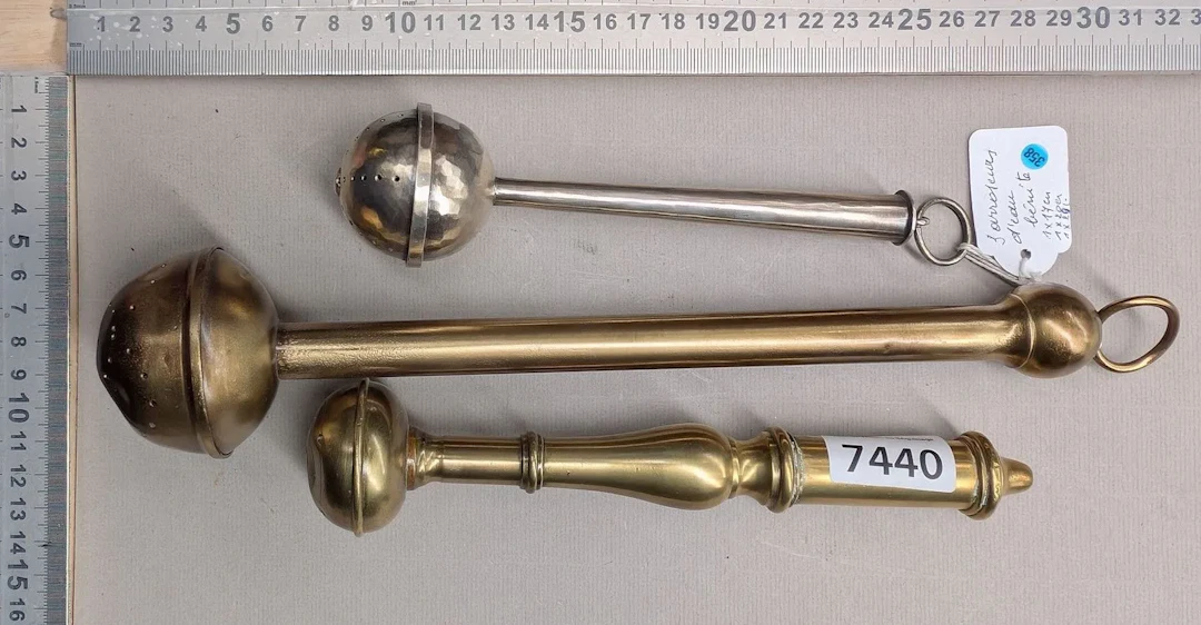 3 holy water sprinklers—see photos for dimensions and condition