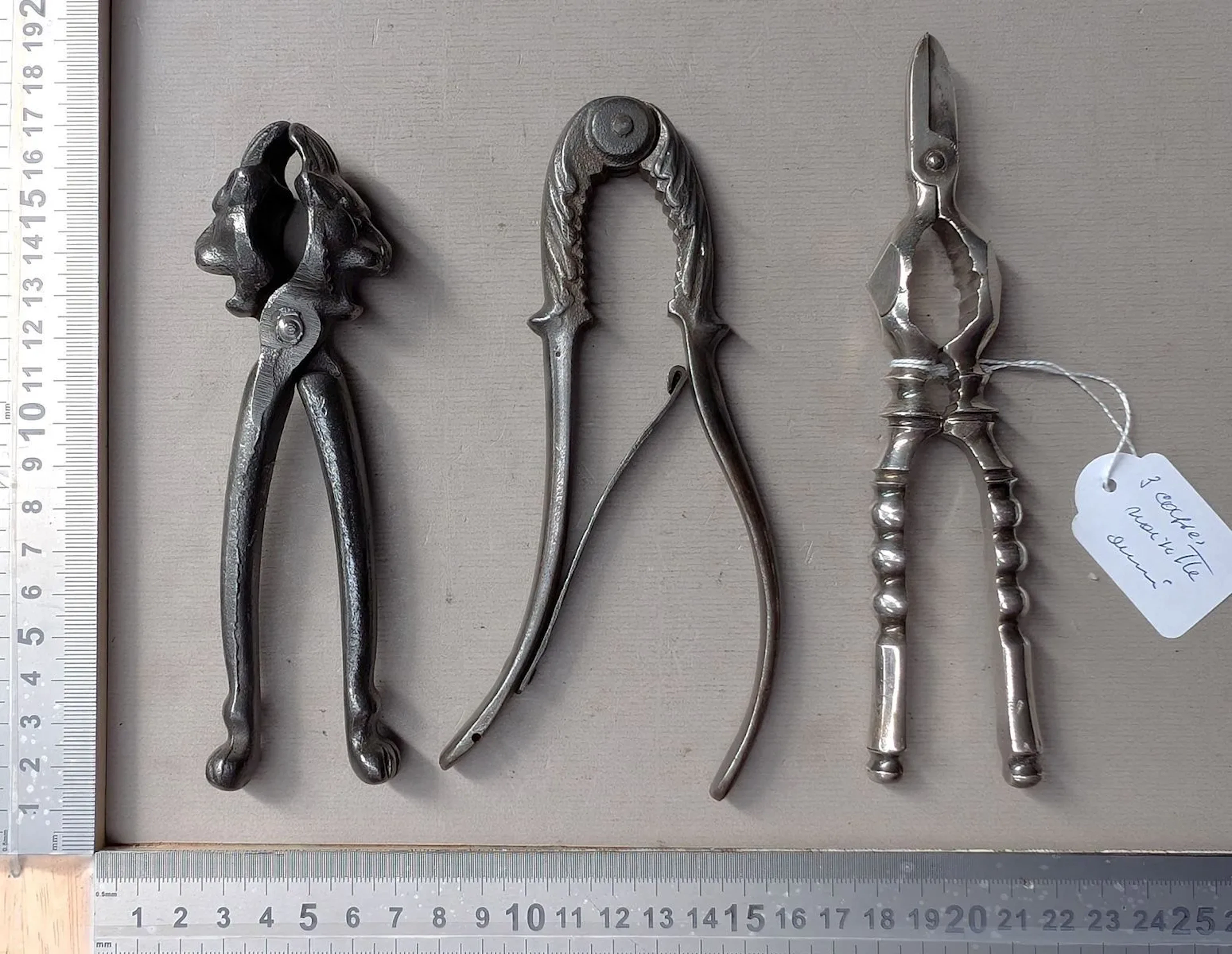 3 antique nutcrackers—see photos for dimensions and condition