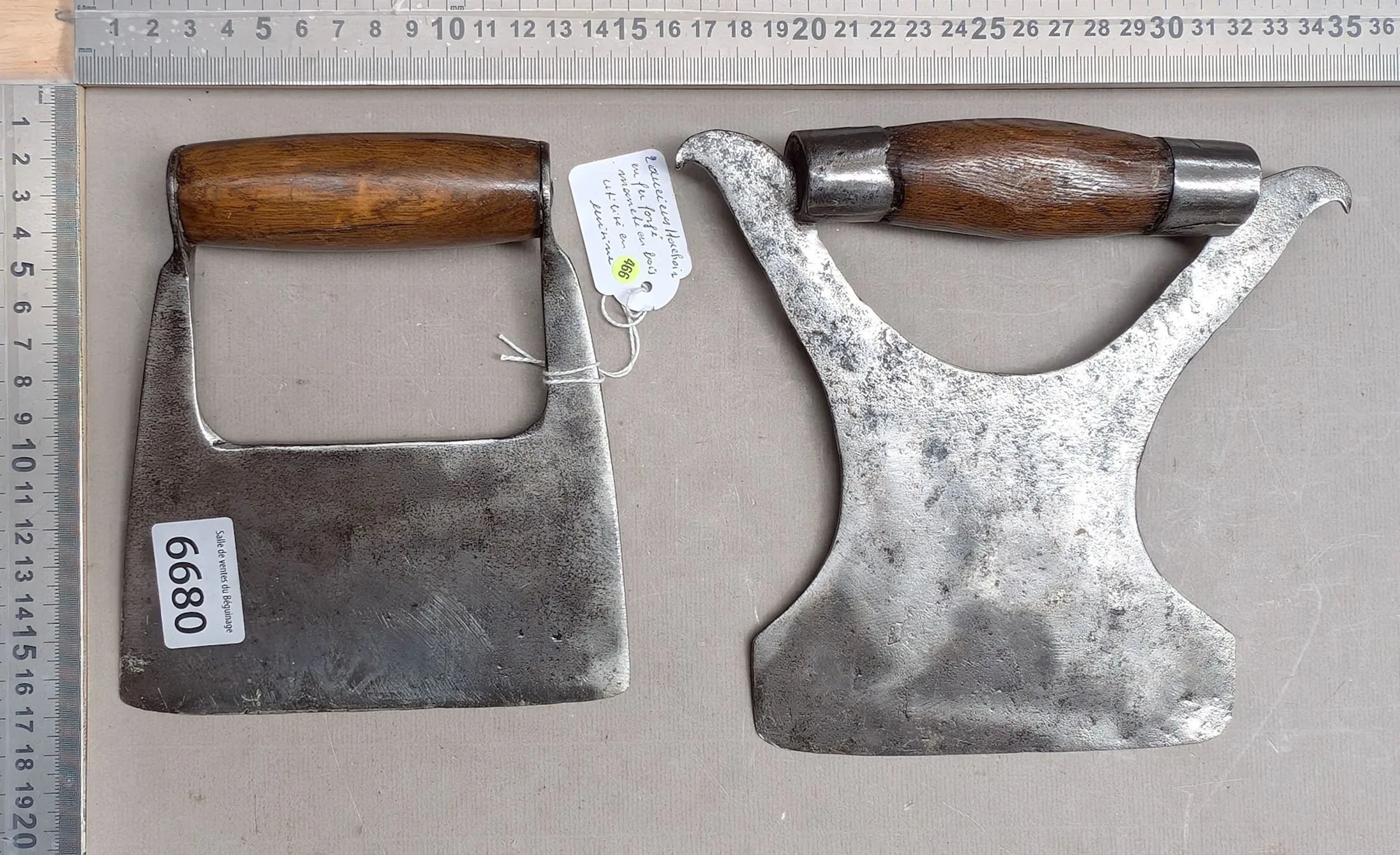 2 antique wrought-iron vegetable cutters (kitchen) - See photos for