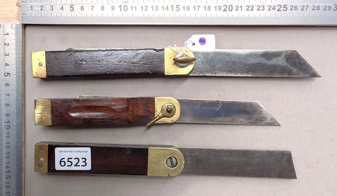 3 antique carpenter's squares—see photos for dimensions and condition