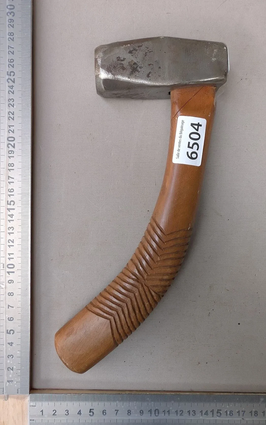 Antique file-cutter's hammer with a re-glued handle - See photos for