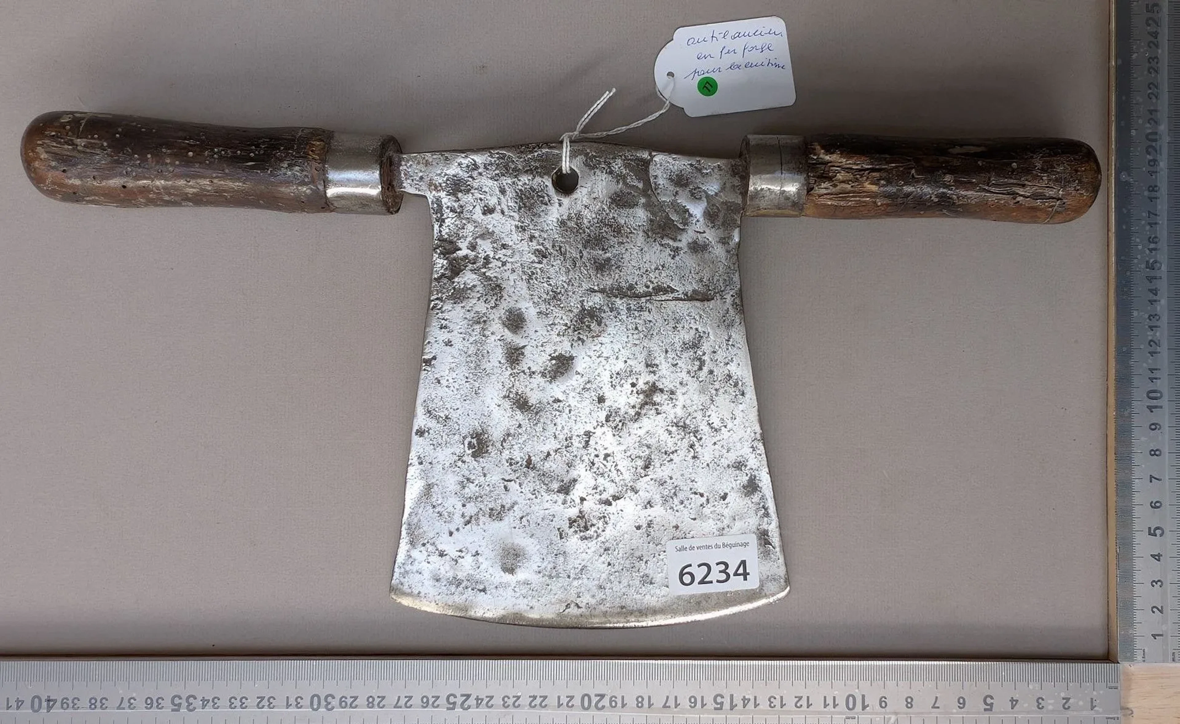 Antique wrought-iron kitchen tool—see photos for dimensions and condition