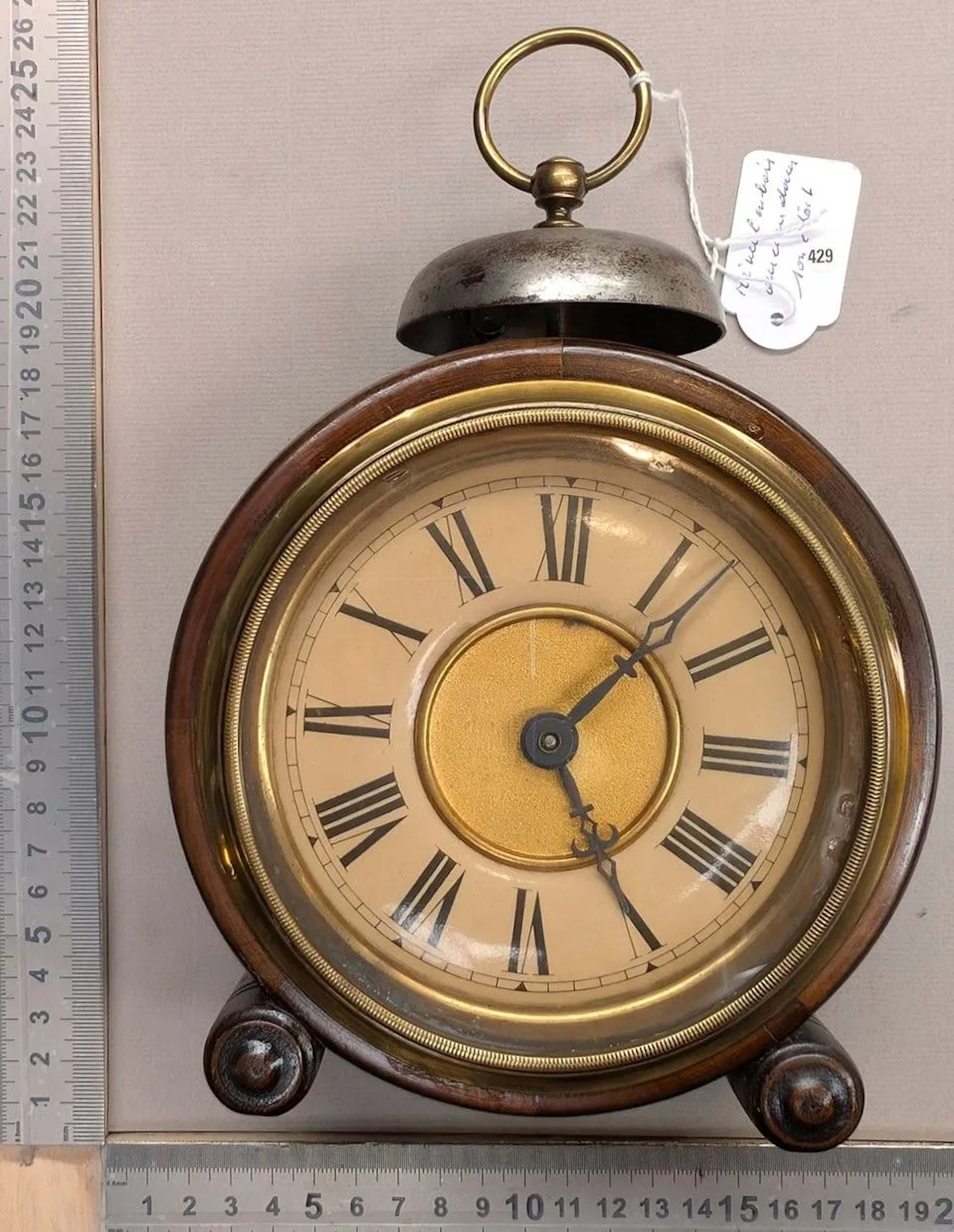 Vintage wooden alarm clock in its original condition—see photos for