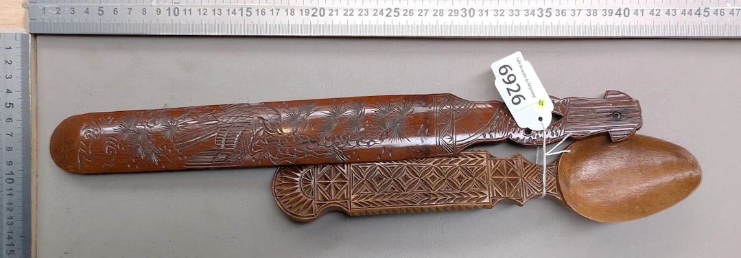 2 beautiful carved wooden pieces—see photos for dimensions and condition