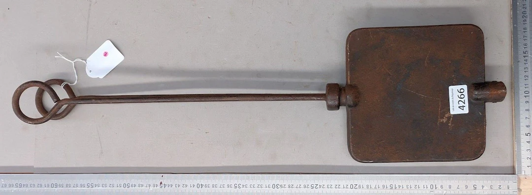Antique wooden and brass measuring tape—see photos for dimensions and condition