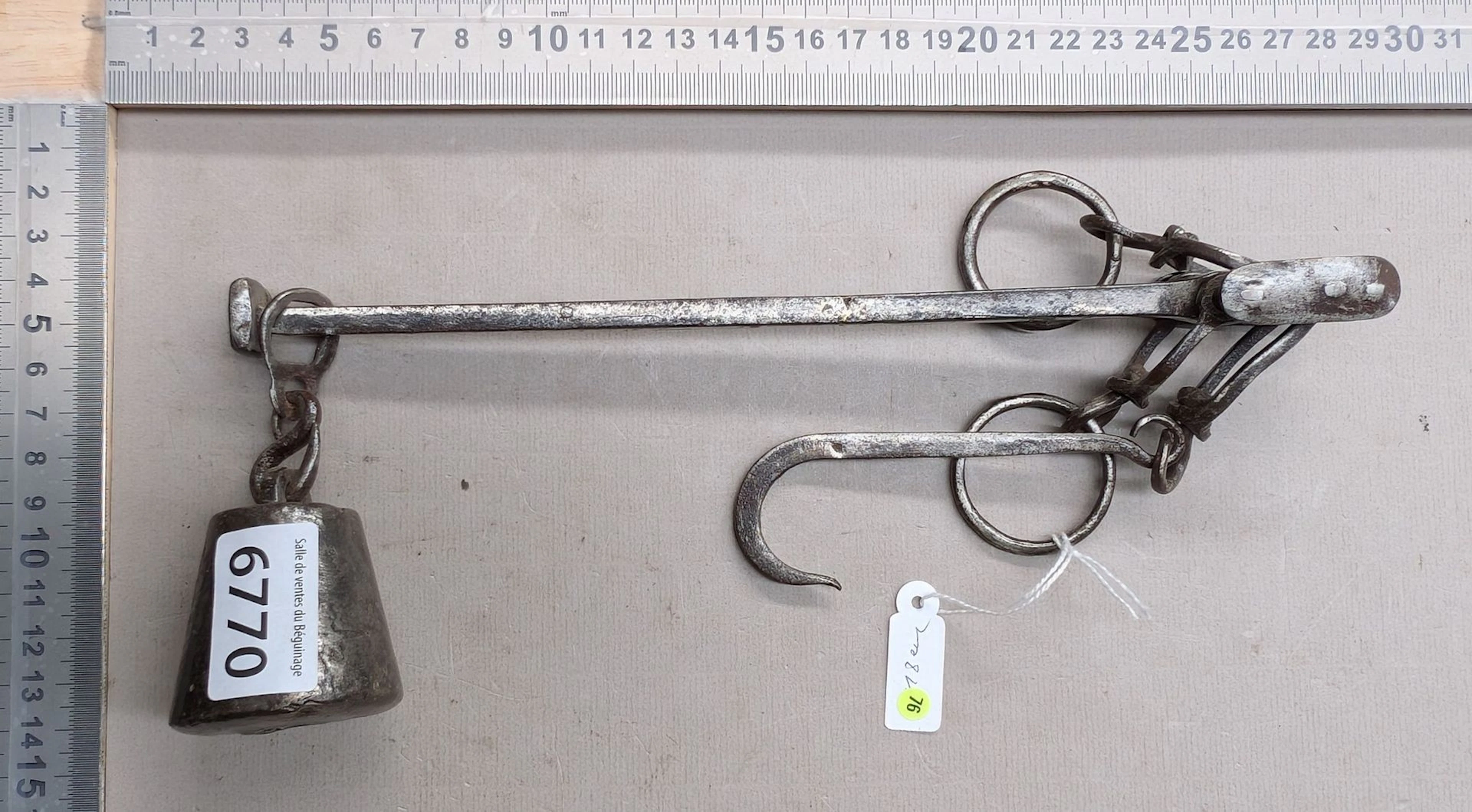 Antique 18th-century Roman-style scale—see photos for dimensions and condition