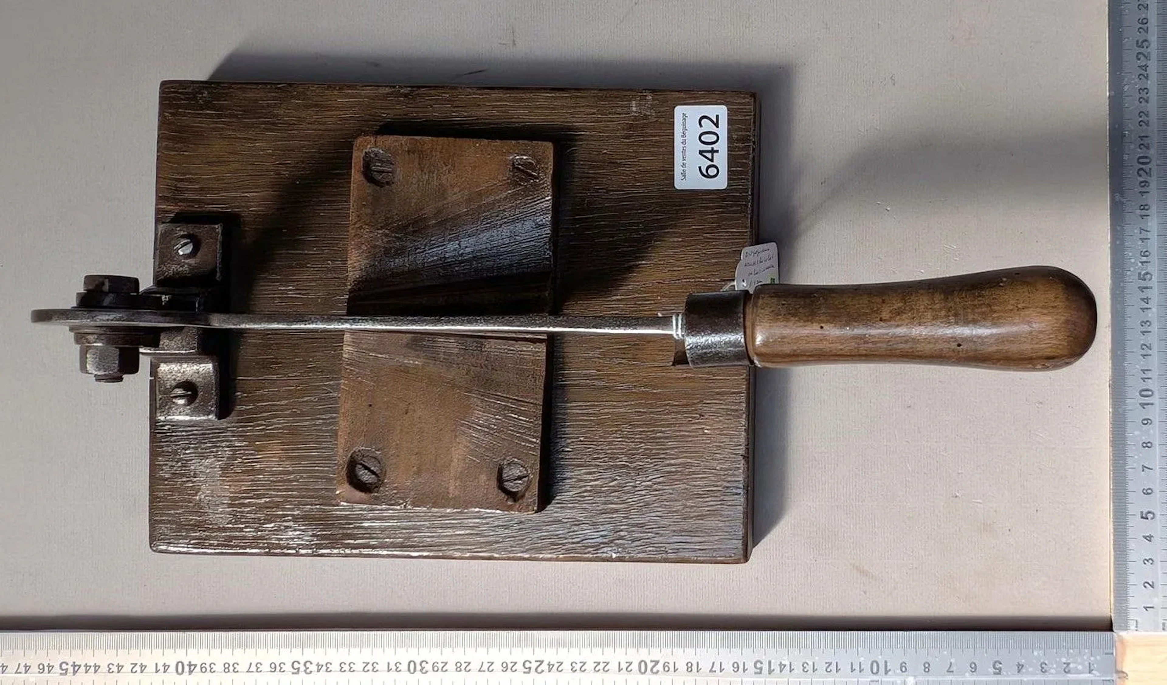 1 19th-century wooden and steel chocolate bowl—see photos for dimensions