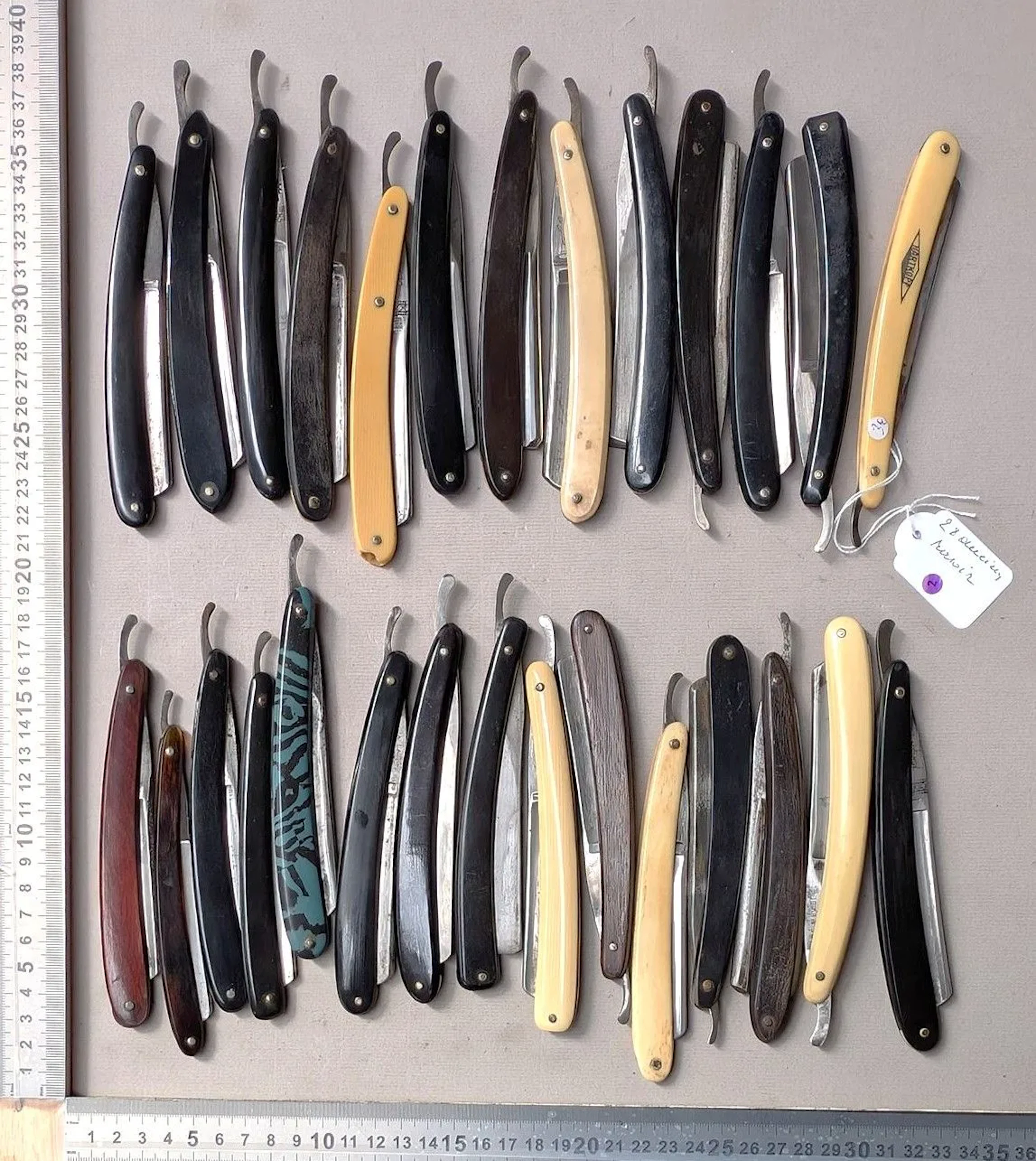 28 vintage razor-sharp cabbage cutters—see photos for dimensions and condition