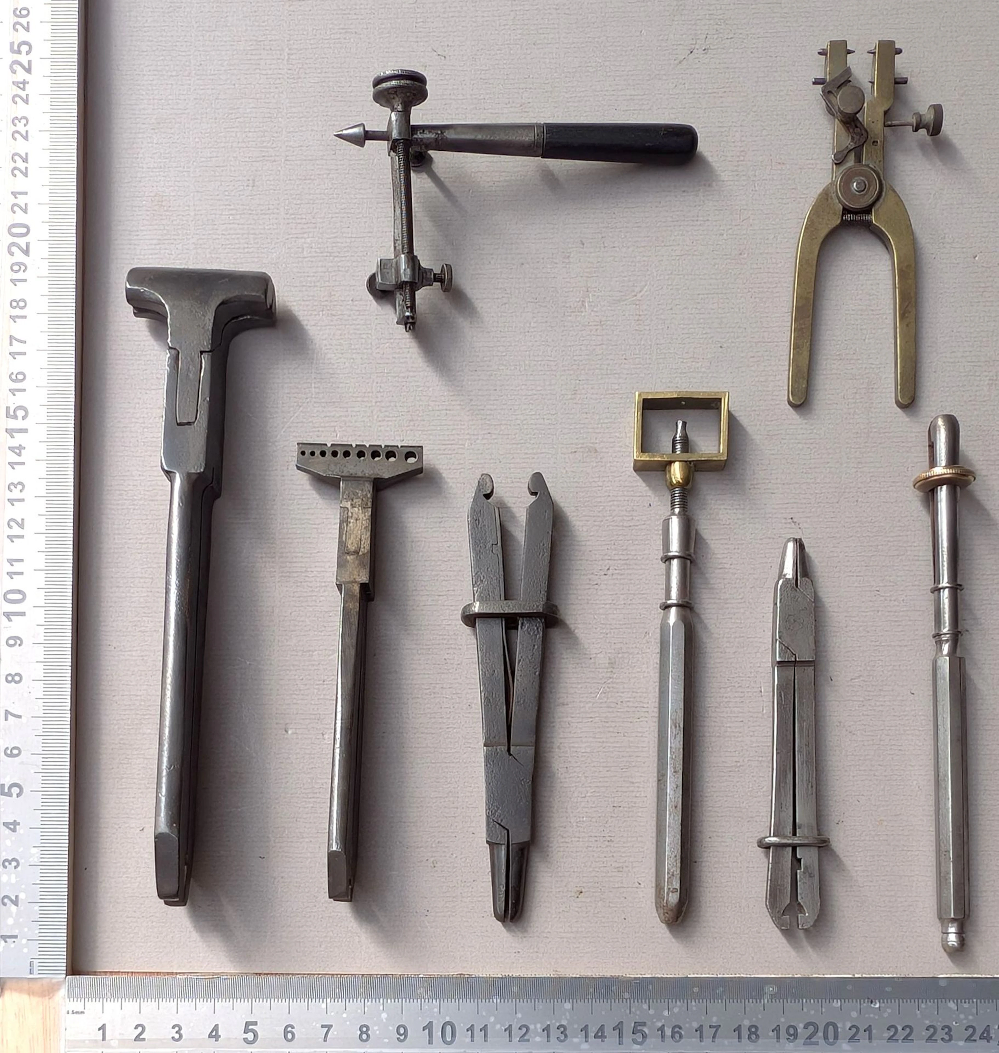 8 watchmaker's tools—see photos for dimensions and condition
