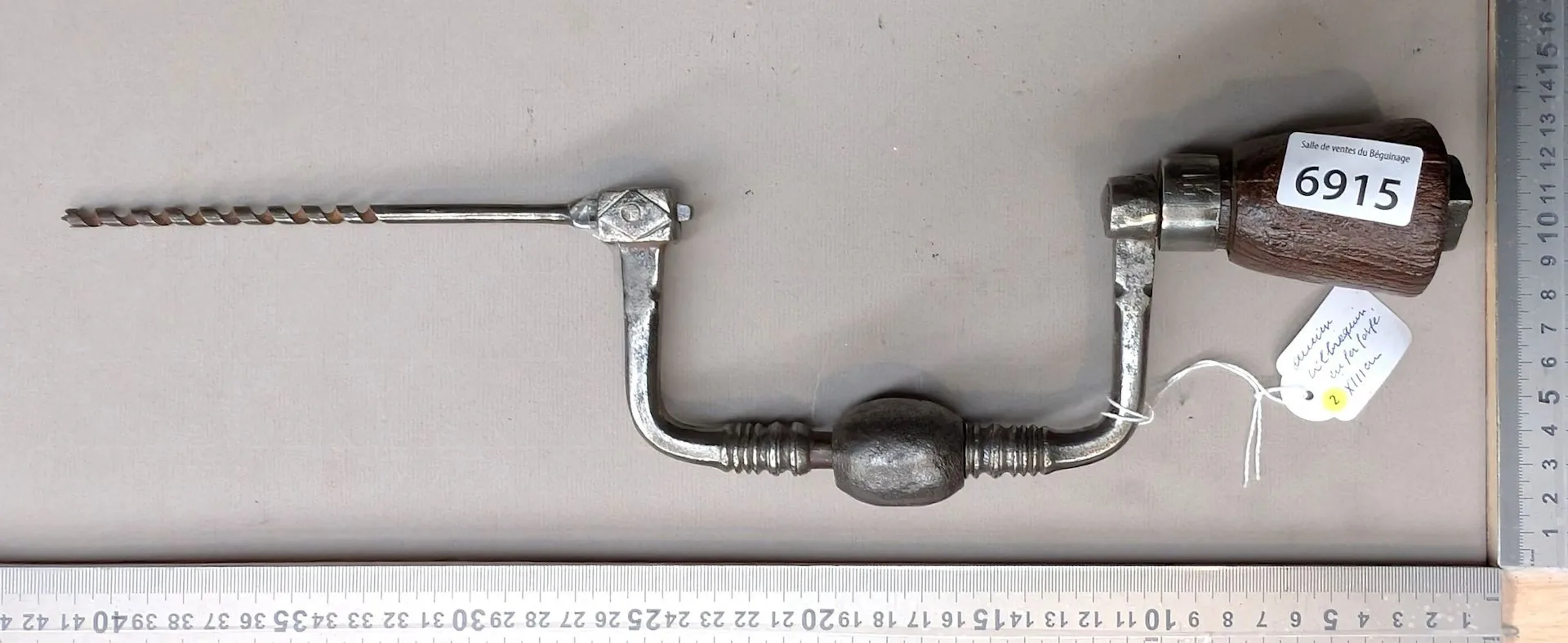 Antique 18th-century wrought-iron crankshaft—see photos for dimensions