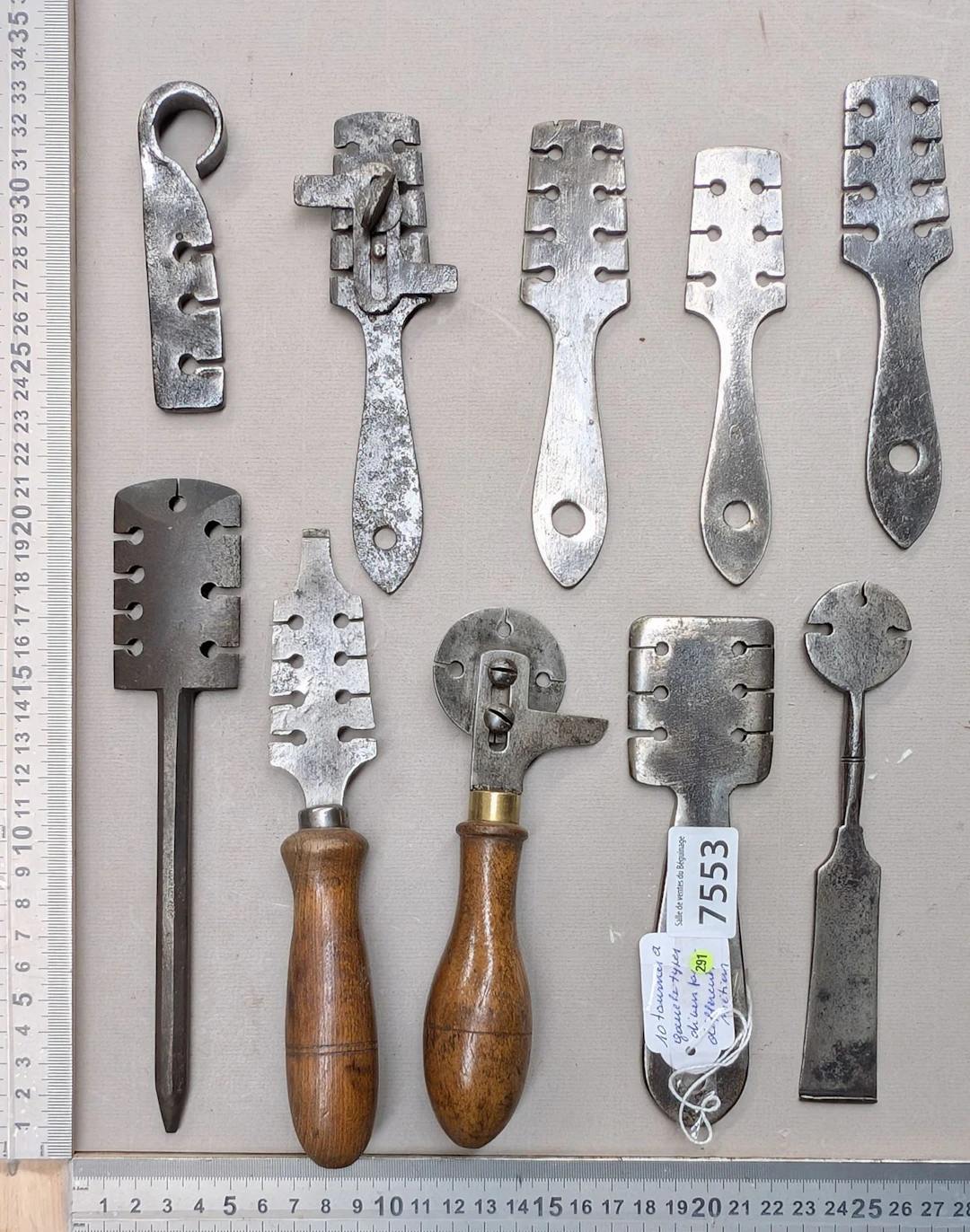 10 left-handed laths for various 18th-century trades—see photos for