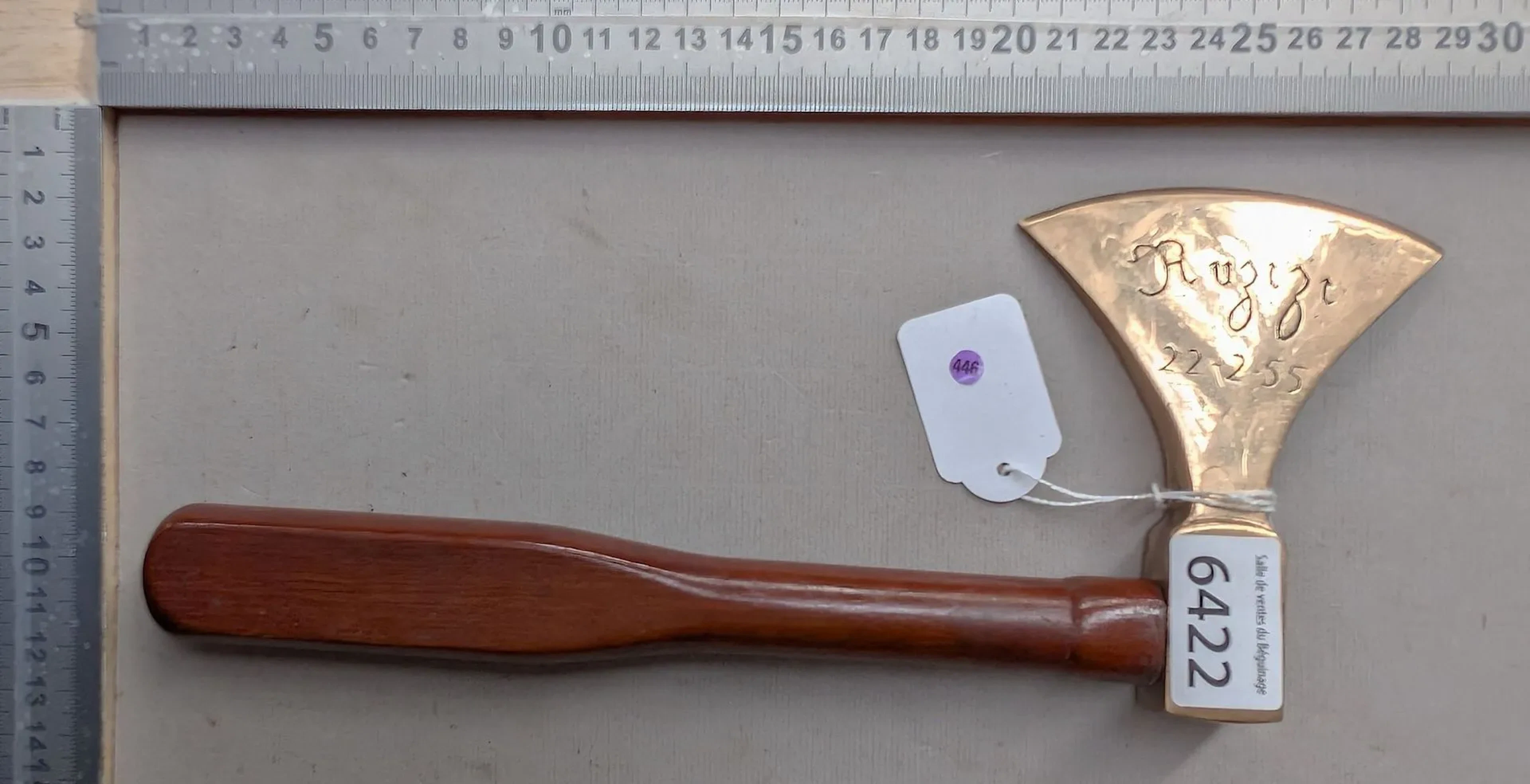 1 exceptional RUZIZI 22-2-55 ceremonial hammer—see photos for dimensions