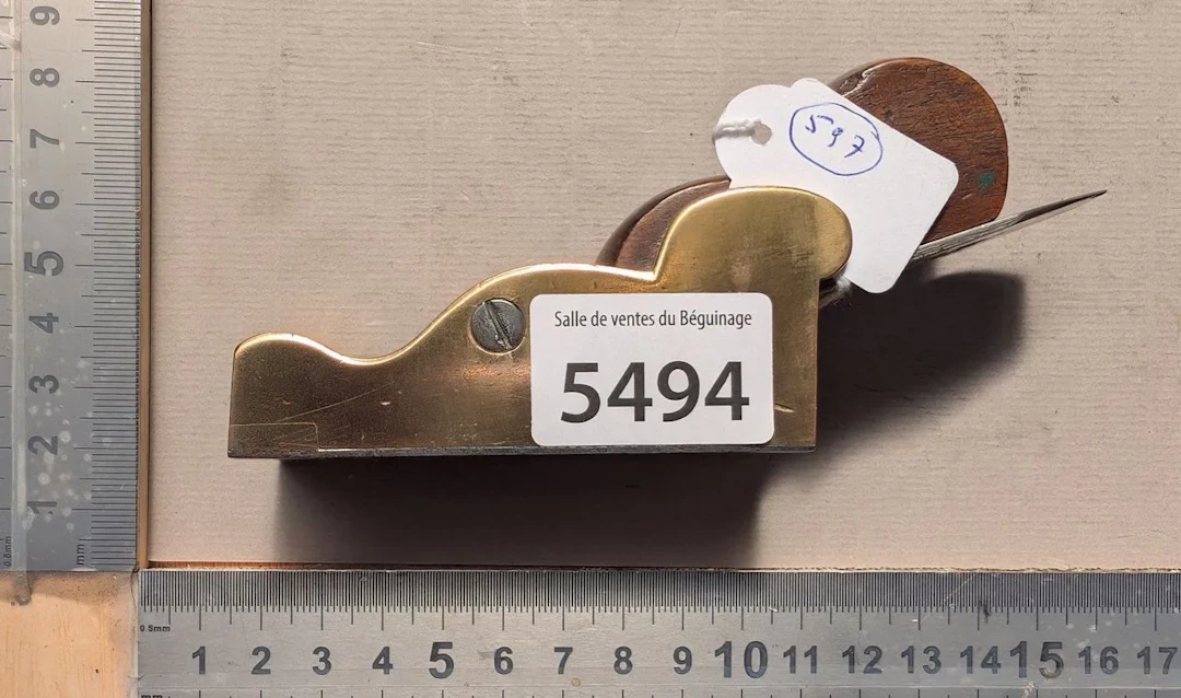 Beautiful English bronze plane with hardwood inlay, 1850–1890—see