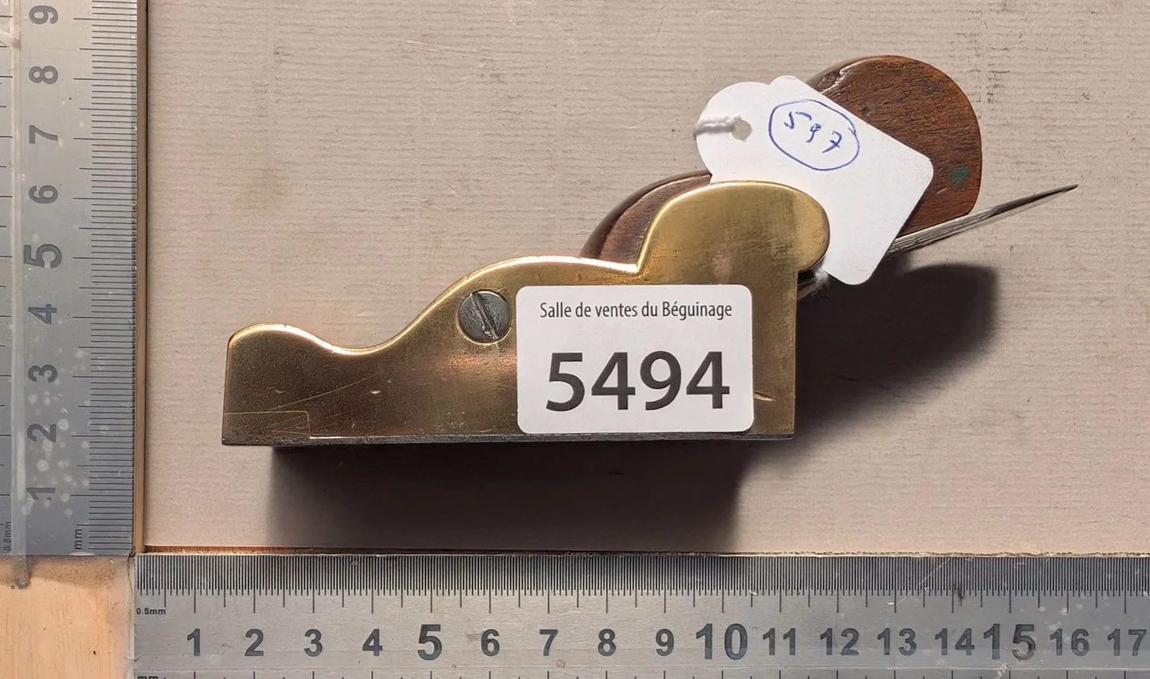 Beautiful English bronze plane with hardwood inlay, 1850–1890—see