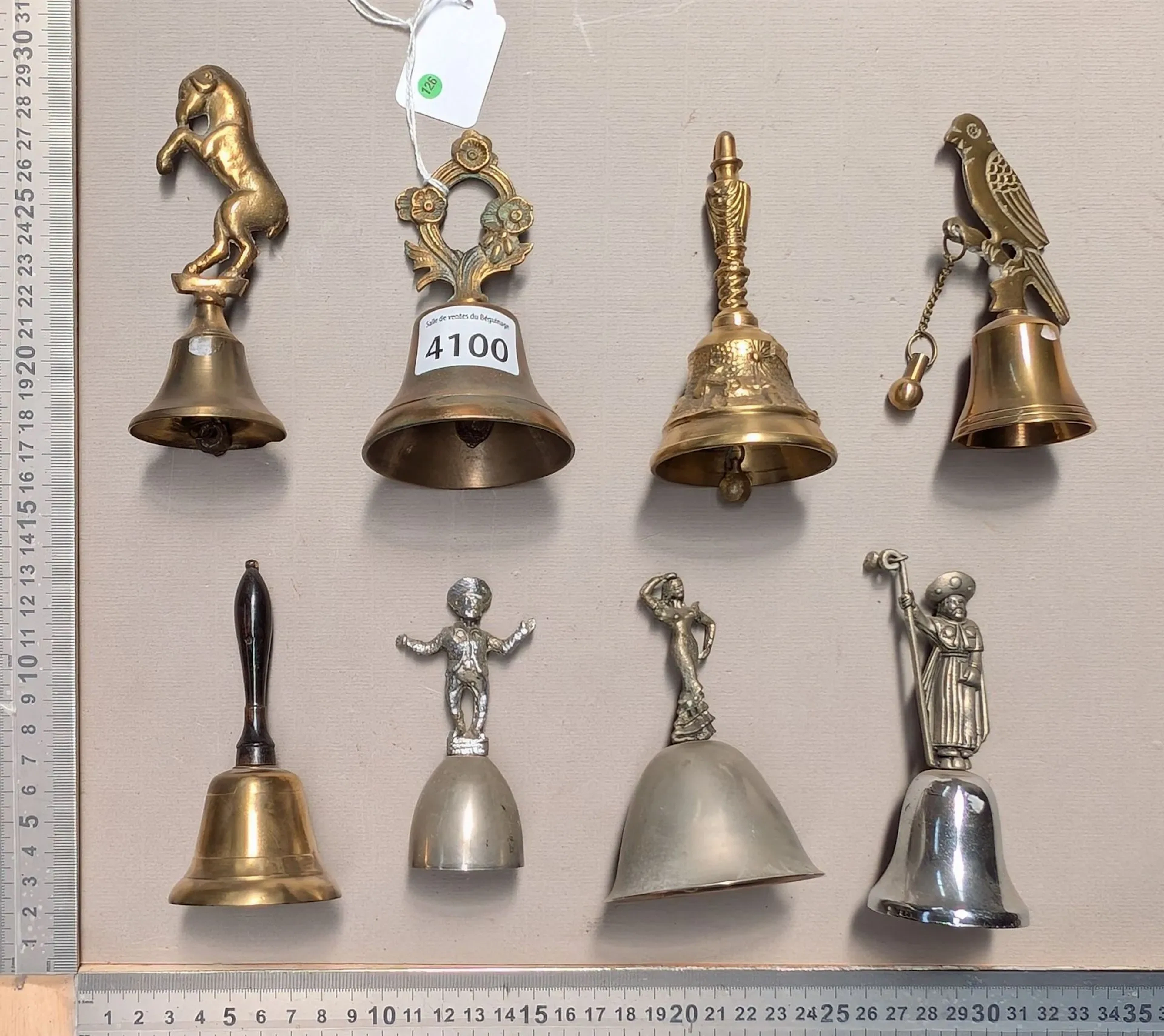 8 small bells—see photos for dimensions and condition