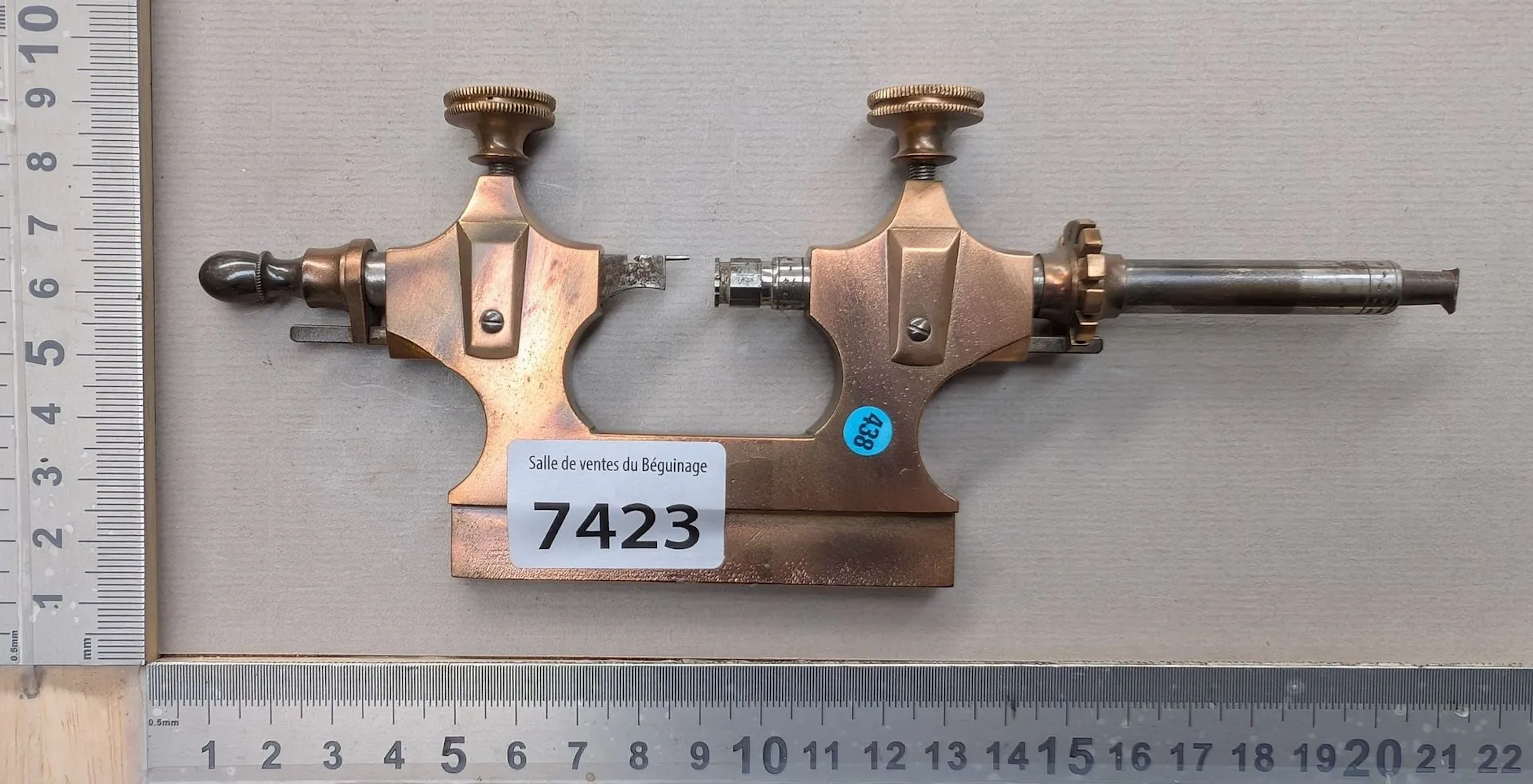 1 antique bronze clockmaker's swivel turret—see photos for dimensions