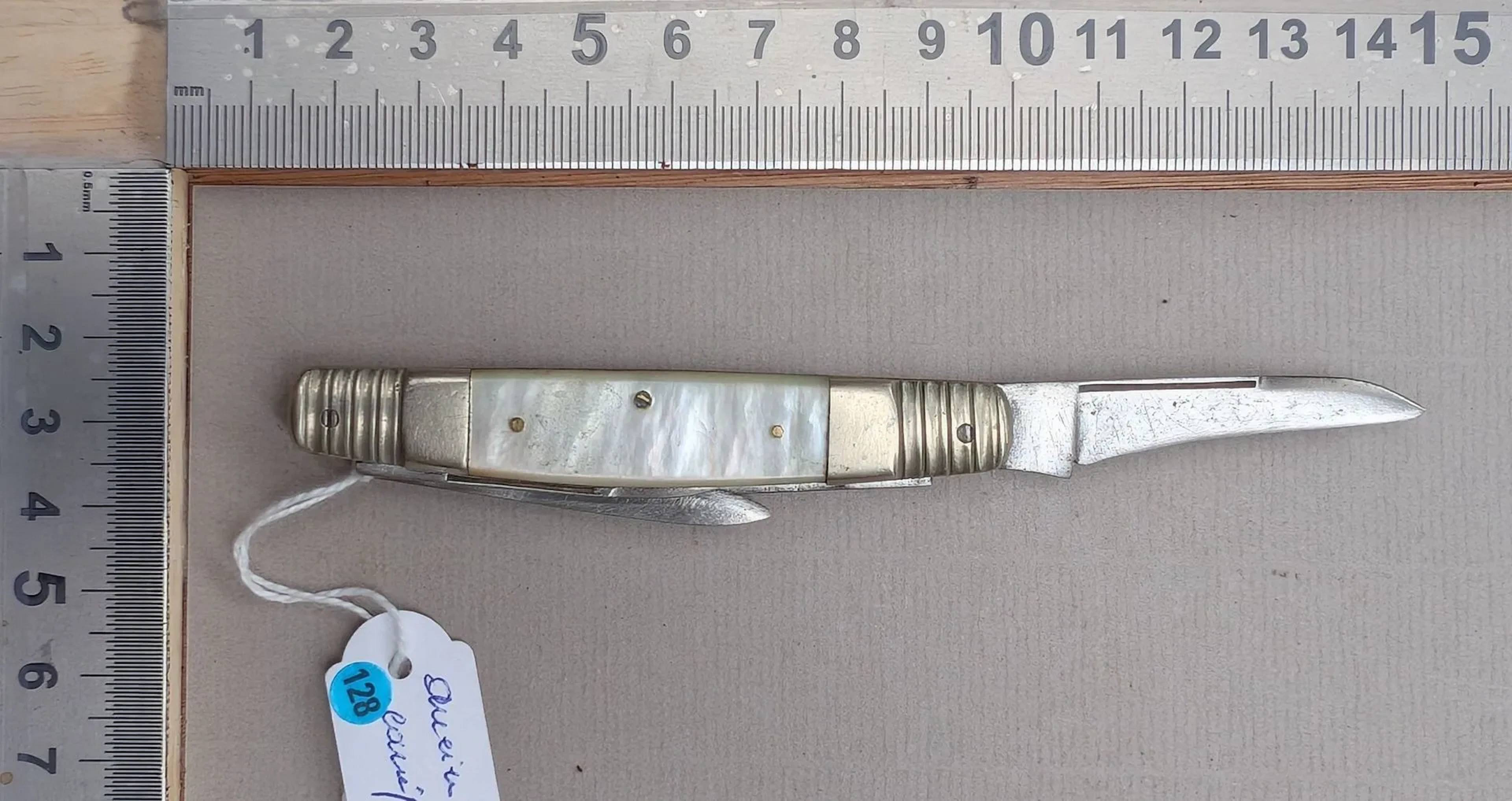 Antique 4-blade pocket knife—see photos for dimensions and condition