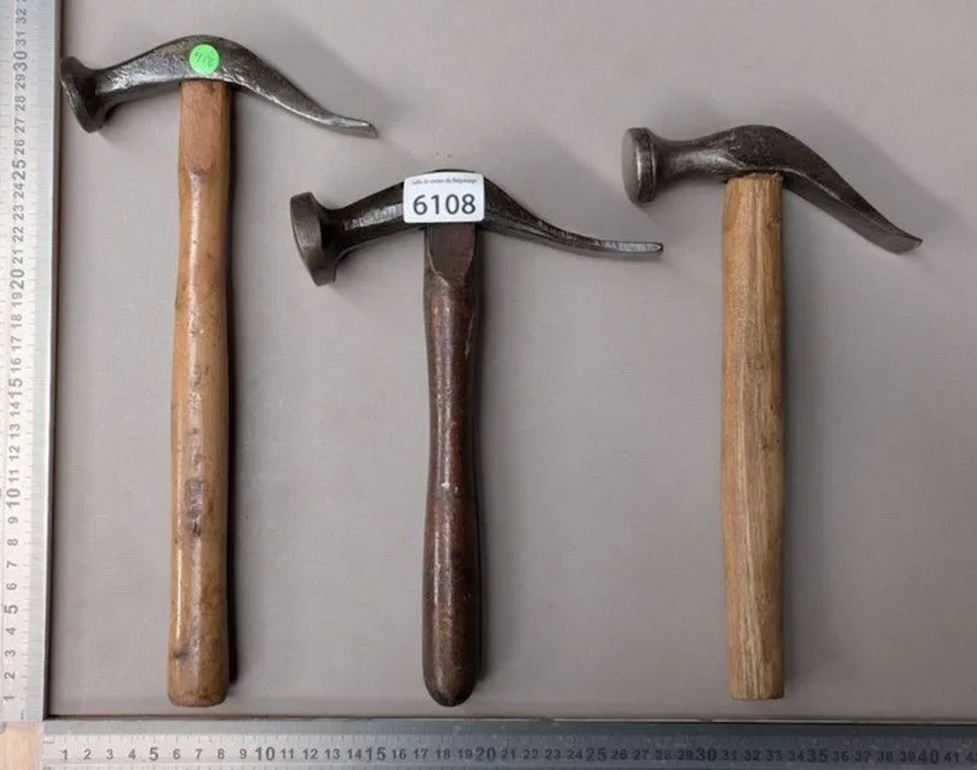 3 antique cobbler's hammers—see photos for dimensions and condition