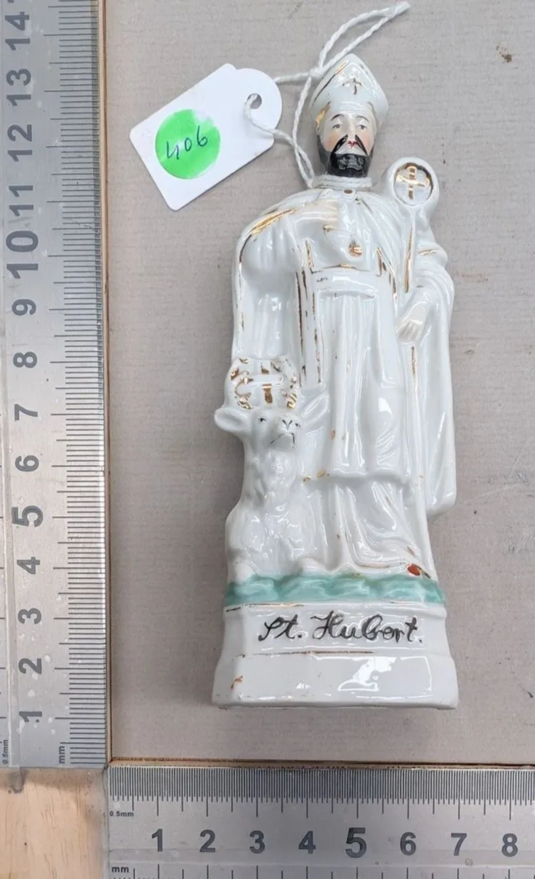 1 St. Hubert earthenware figurine—see photos for dimensions and condition