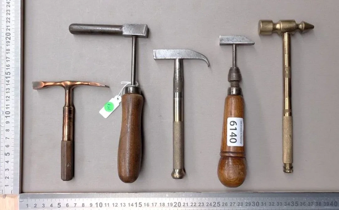 5 small hammers of different types—see photos for dimensions and condition
