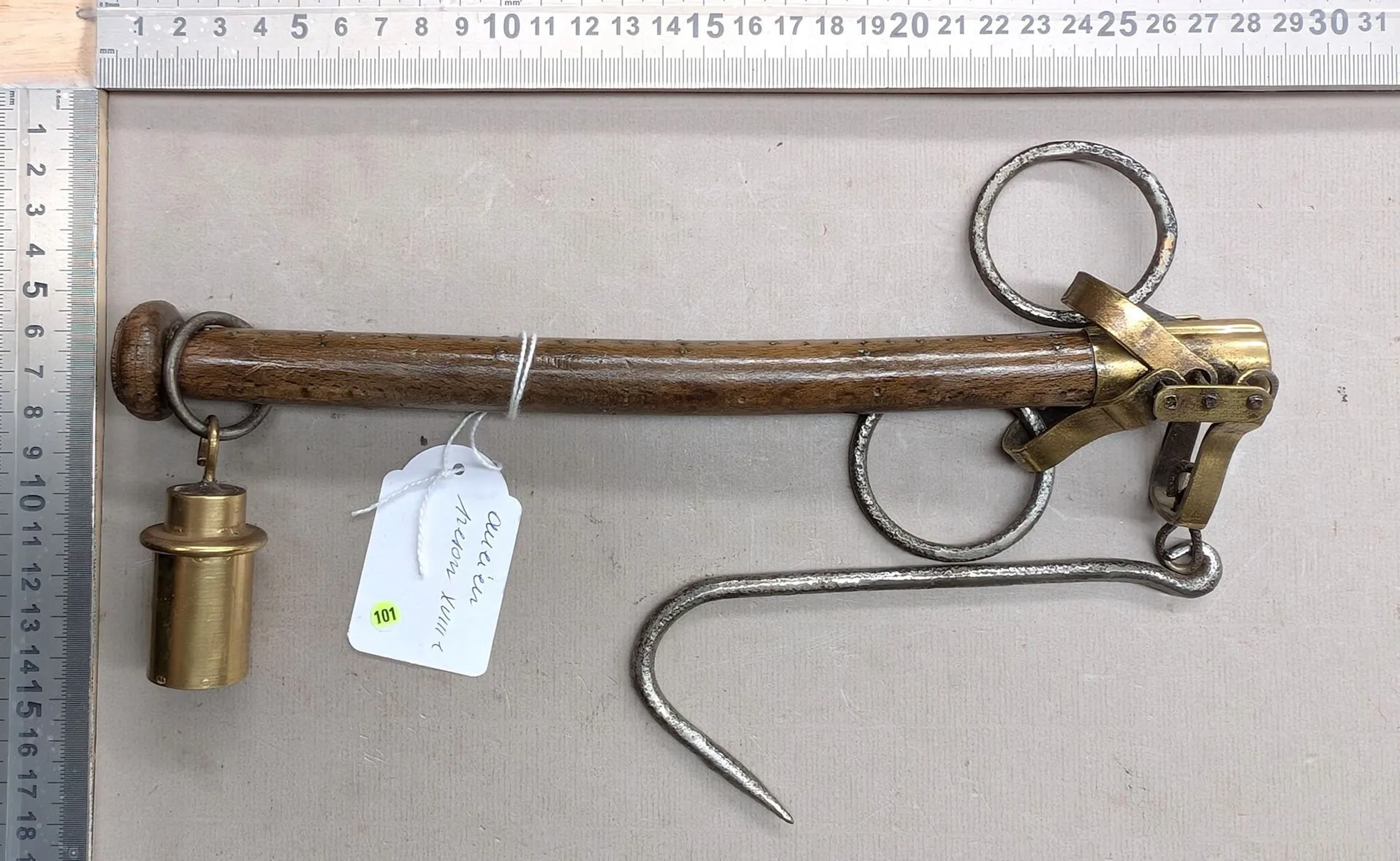 Antique 18th-century Roman-style scale—see photos for dimensions and condition