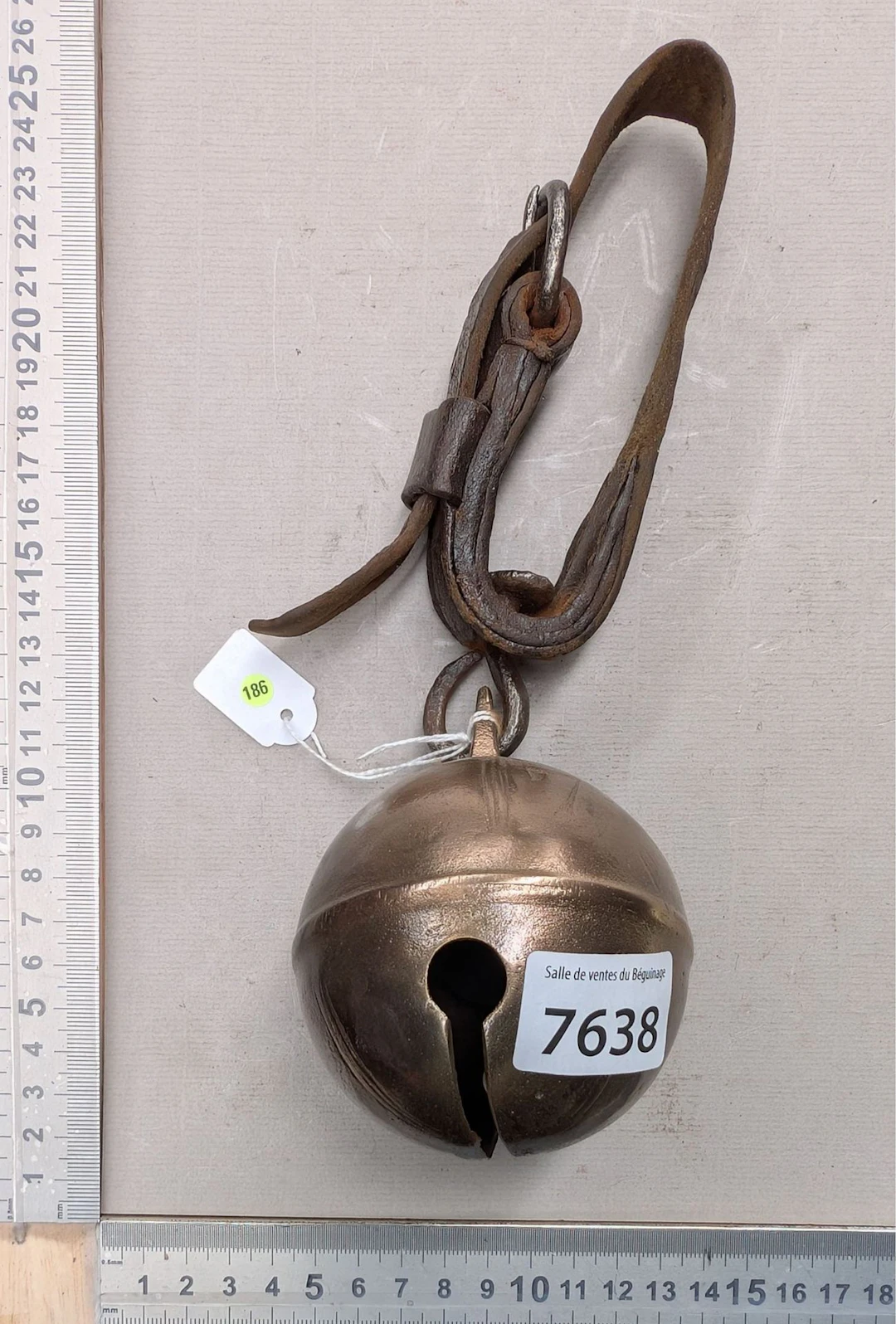 Antique 18th-century bronze carriage bell—see photos for dimensions