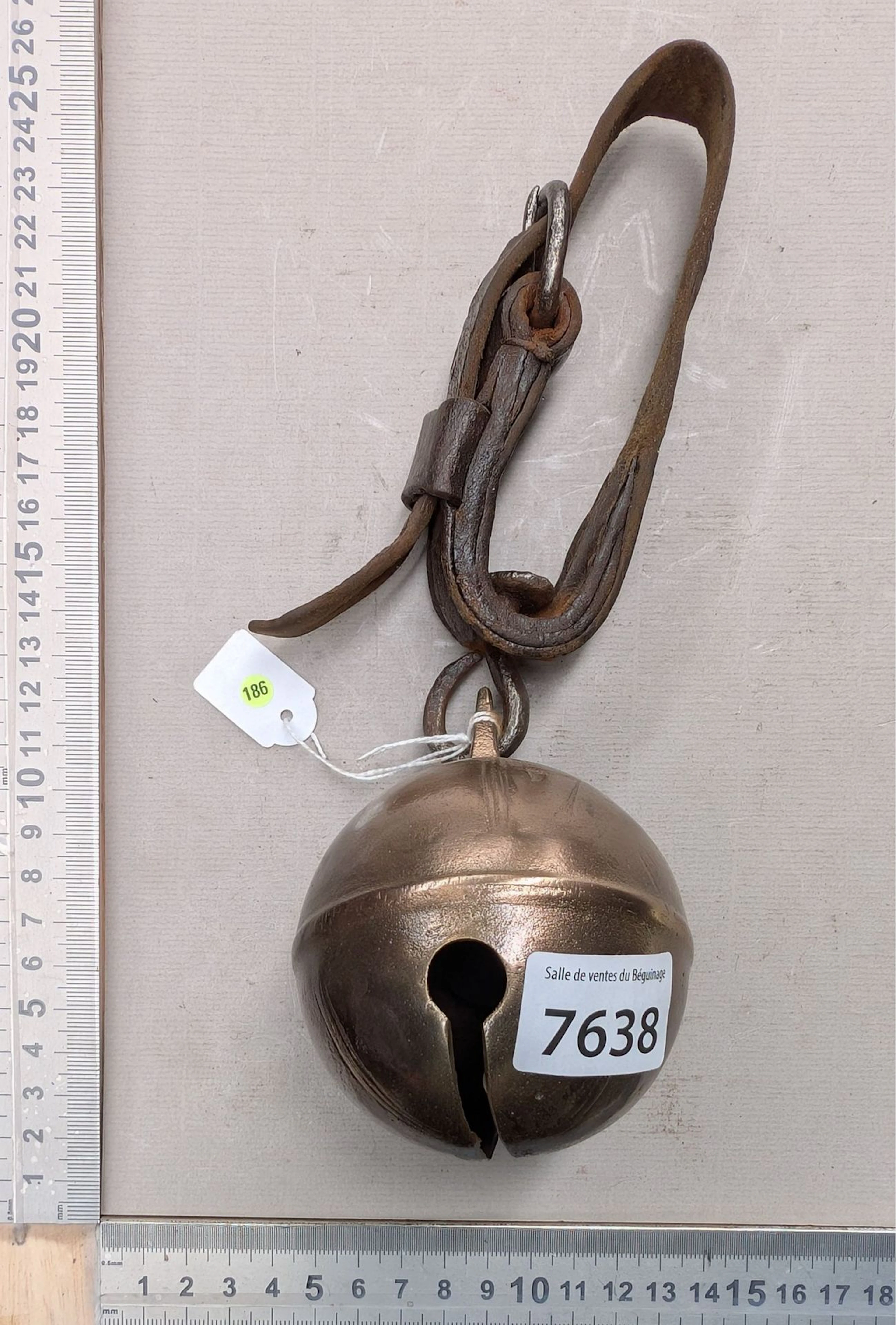 Antique 18th-century bronze carriage bell—see photos for dimensions