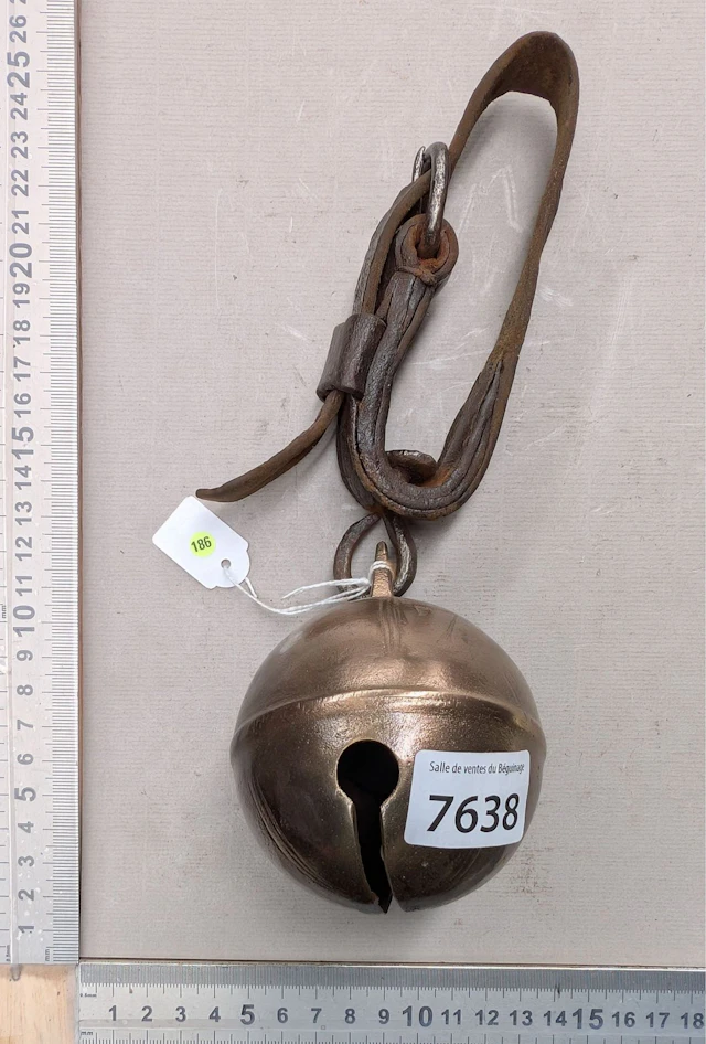 Antique 18th-century bronze carriage bell—see photos for dimensions