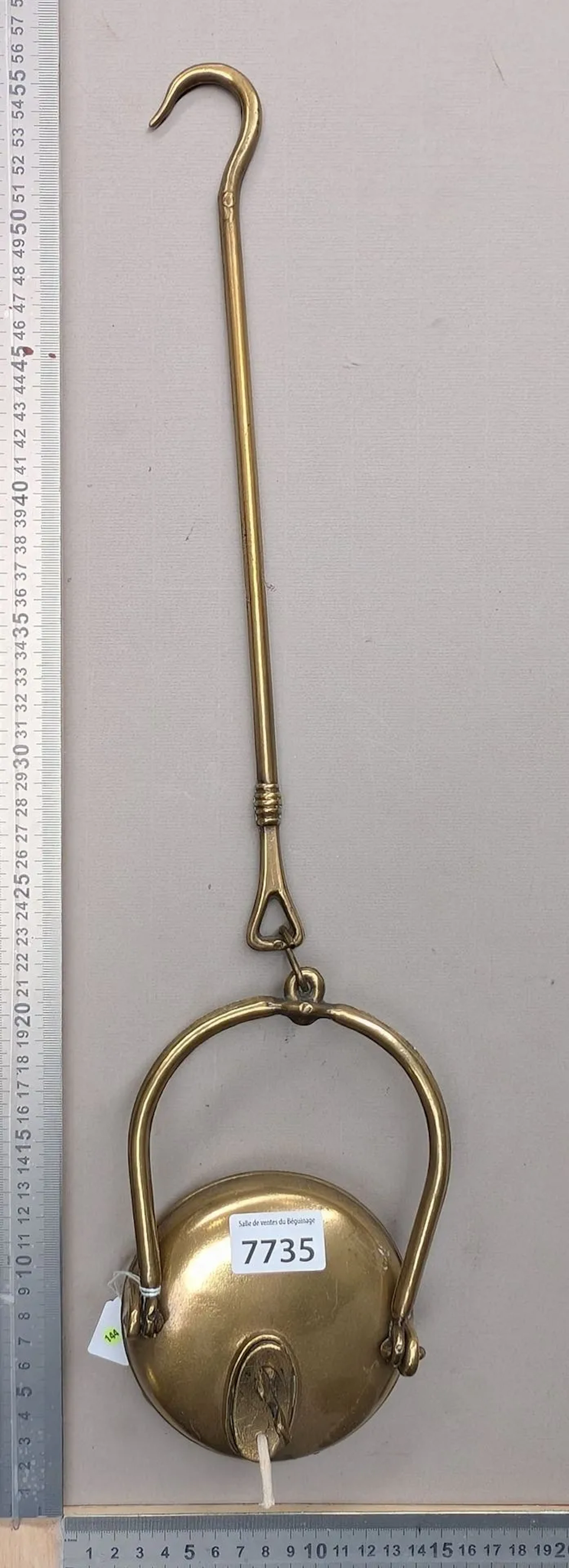 1 antique 18th-century bronze-plated steel oil miner's lamp—see photos